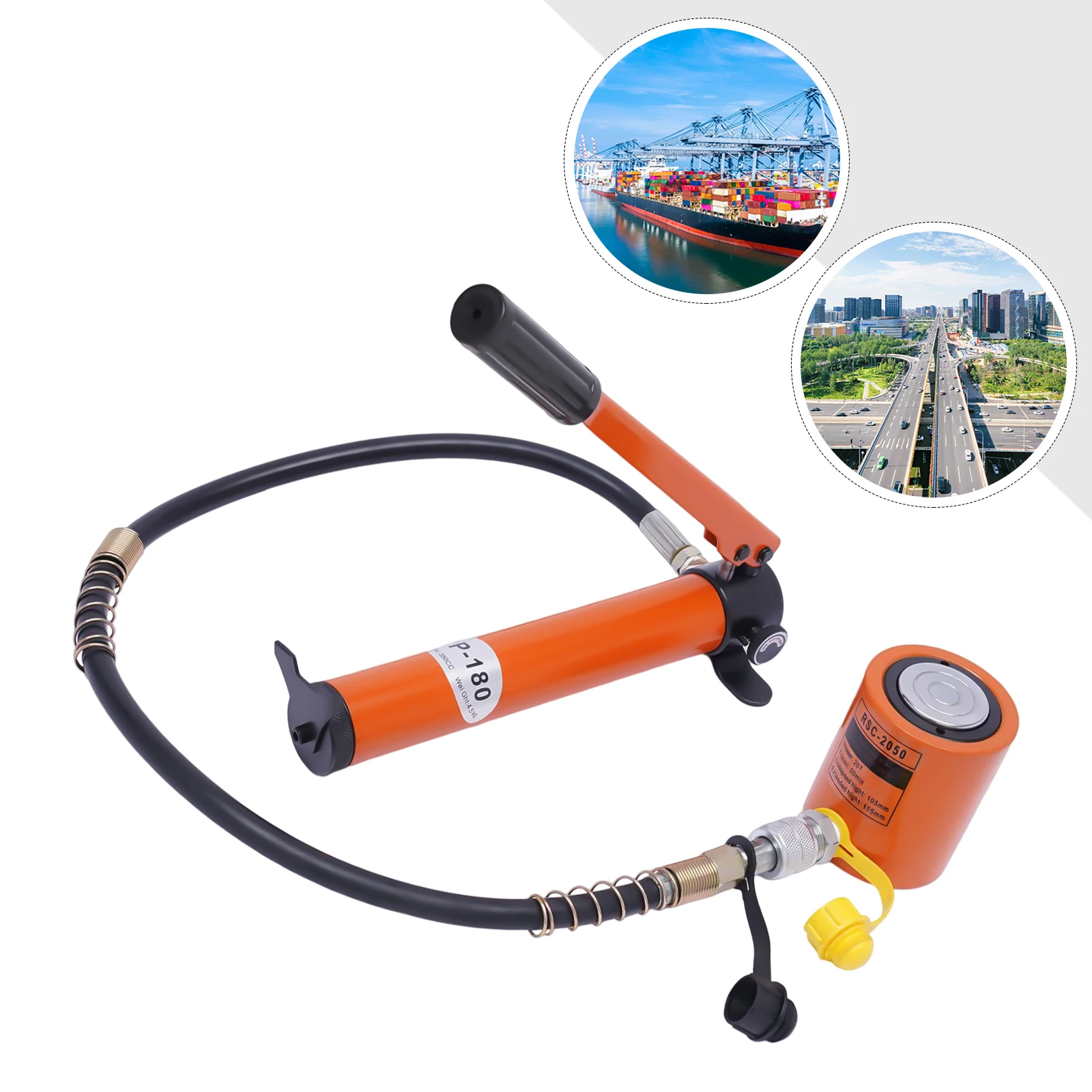 20T Hydraulic Cylinder Jack Porta Power Ram 0.512" Stroke Mini Single Acting Lifting Cylinders with Hydraulic Hand Pump