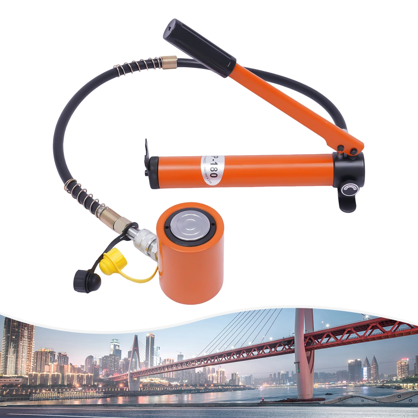 20T Hydraulic Cylinder Jack Porta Power Ram 0.512" Stroke Mini Single Acting Lifting Cylinders with Hydraulic Hand Pump