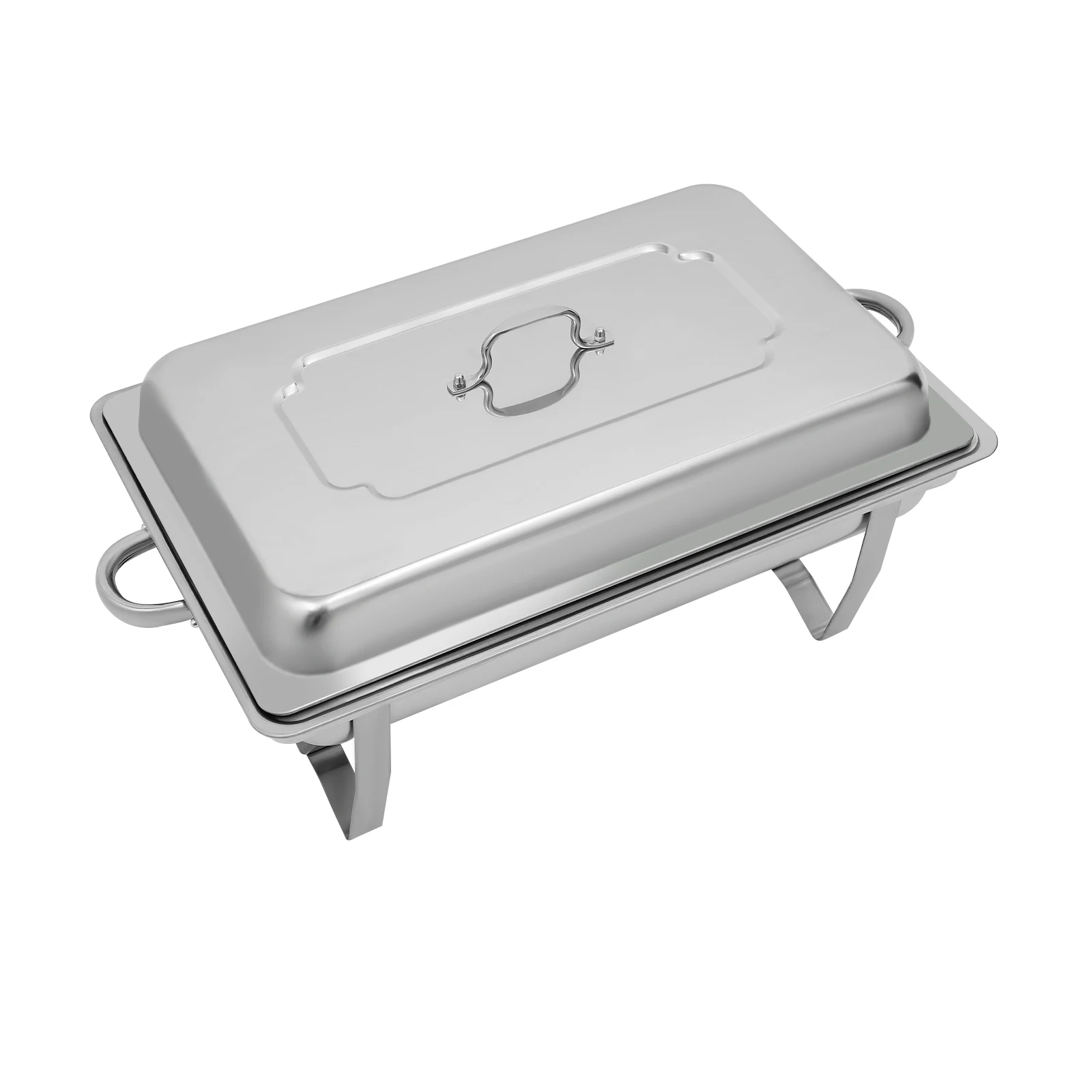 Stainless Steel Food Warmer, 9L Chafing Dish Warming Container Food Warmer Heat Container Hotel Buffet Warmer with Folding Frame
