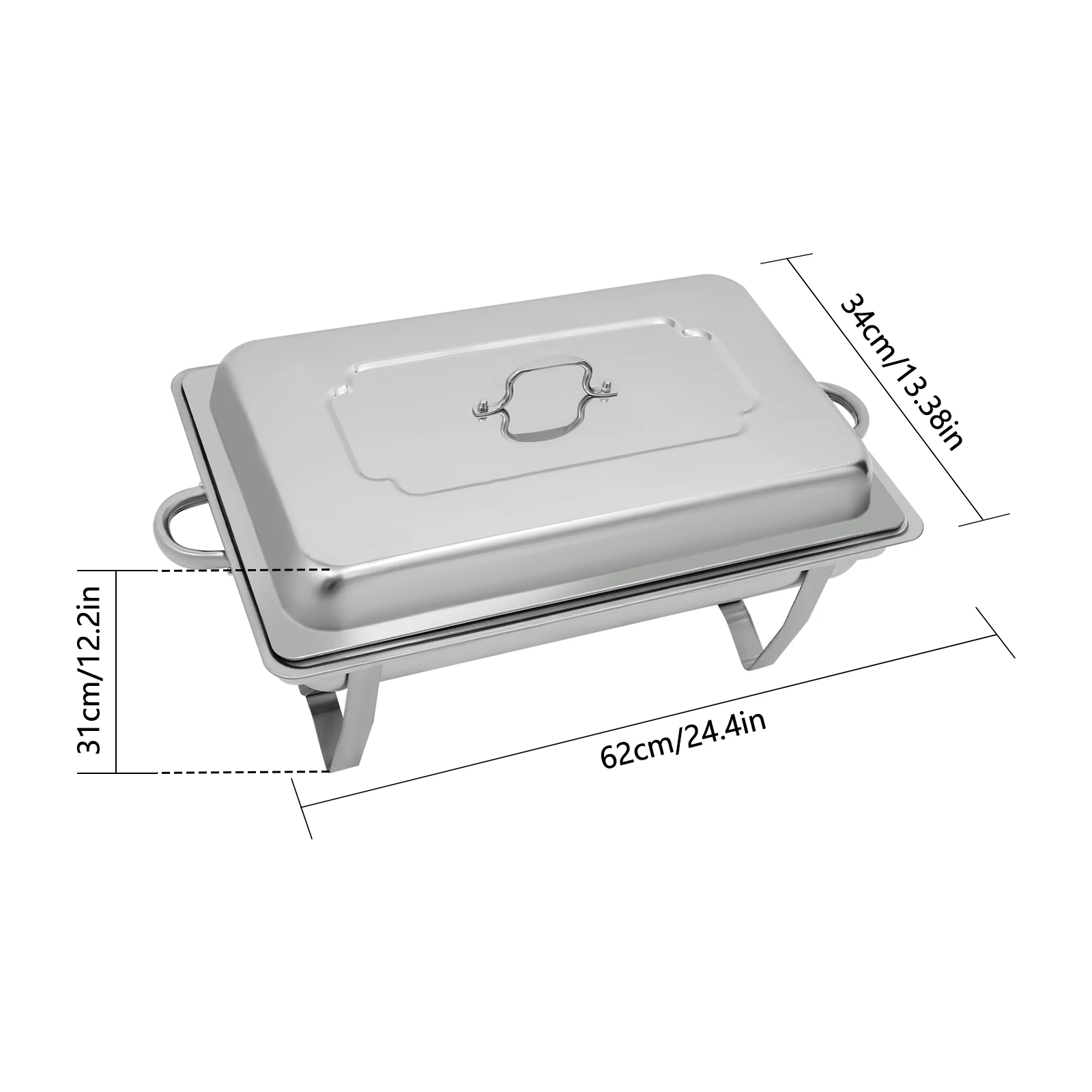 Stainless Steel Food Warmer, 9L Chafing Dish Warming Container Food Warmer Heat Container Hotel Buffet Warmer with Folding Frame
