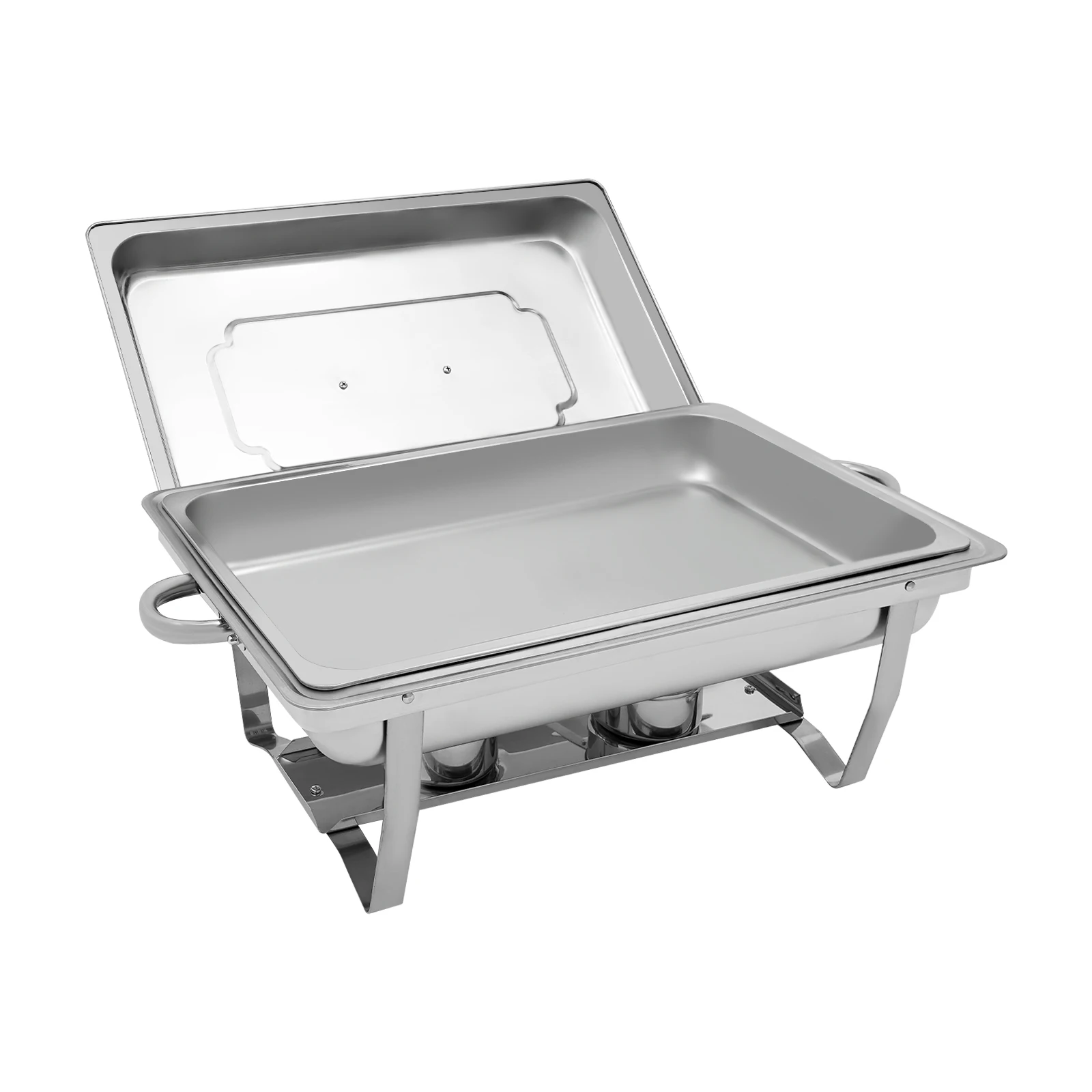 Stainless Steel Food Warmer, 9L Chafing Dish Warming Container Food Warmer Heat Container Hotel Buffet Warmer with Folding Frame