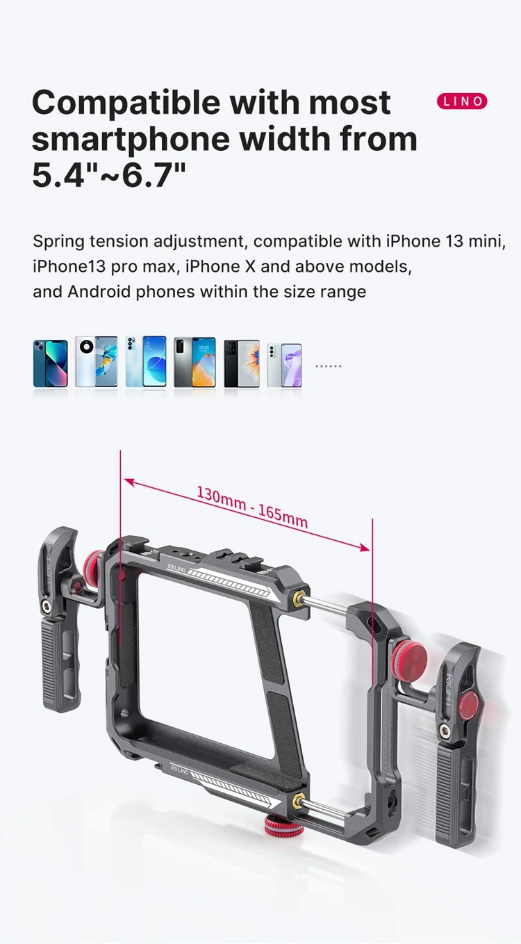 Ulanzi Lino Smartphone Rig Phone Video Vlog Cage with Adjustable Handle for iPhone 16 15 14 13 12 Pro Max for Mic Video Light