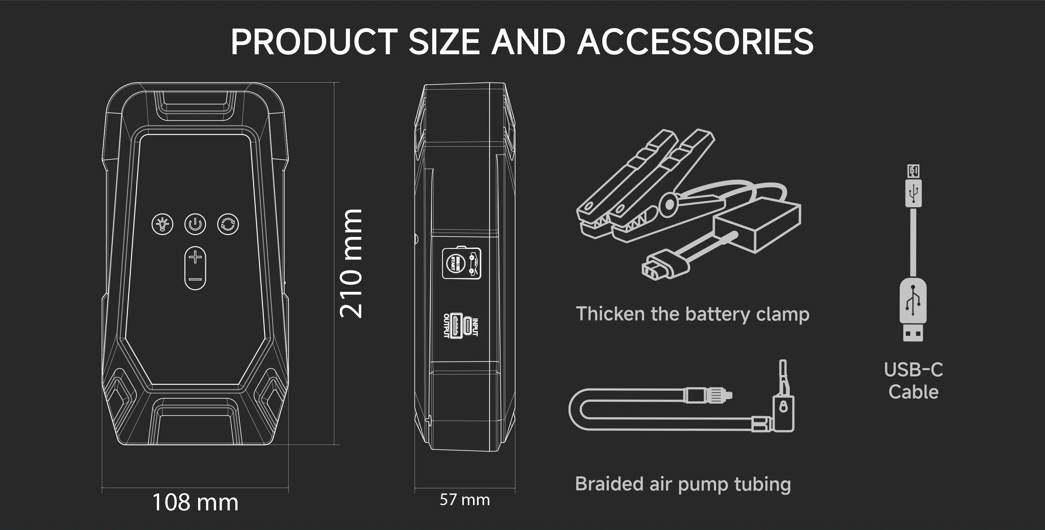 GKFLY Car Jump Starter 59.2Wh Battery Power Bank 4000A Jumpstarter Auto Buster 150PSI Air Compressor Car Tire Inflator