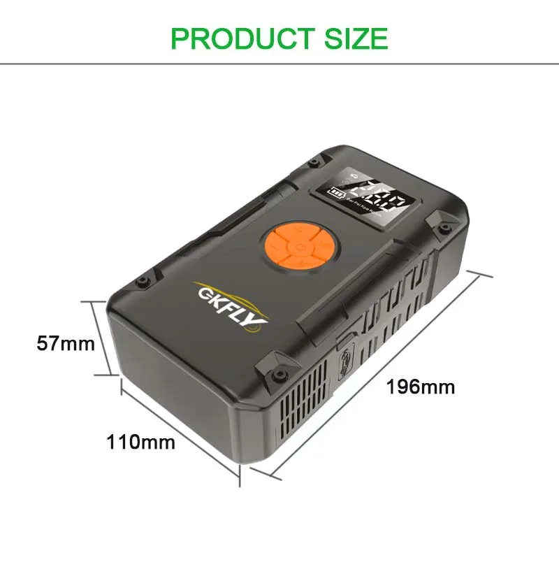 GKFLY Car Jump Starter 59.2Wh Battery Power Bank 4000A Jumpstarter Auto Buster 150PSI Air Compressor Car Tire Inflator