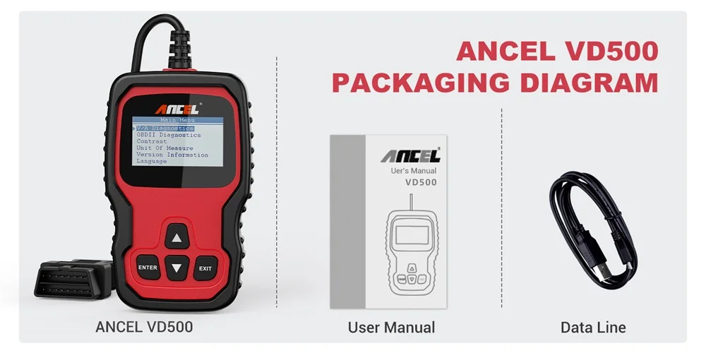 Ancel VD500 Auto OBD2 Automotive Scanner For VW/Audi/Skoda Full System Car Code Reader ABS EPB SRS Oil Reset OBD Diagnostic Tool