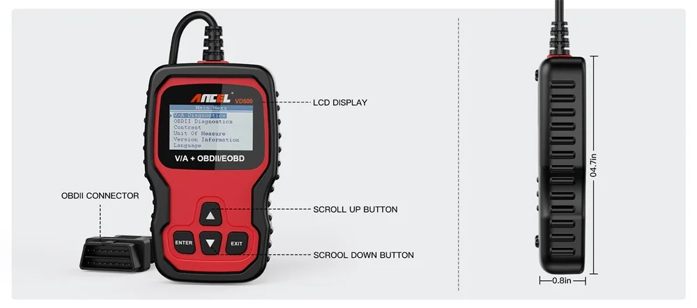 Ancel VD500 Auto OBD2 Automotive Scanner For VW/Audi/Skoda Full System Car Code Reader ABS EPB SRS Oil Reset OBD Diagnostic Tool
