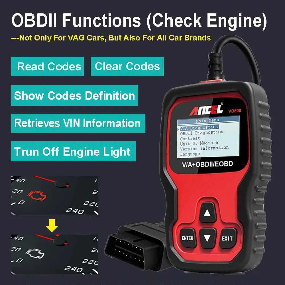 Ancel VD500 Auto OBD2 Automotive Scanner For VW/Audi/Skoda Full System Car Code Reader ABS EPB SRS Oil Reset OBD Diagnostic Tool