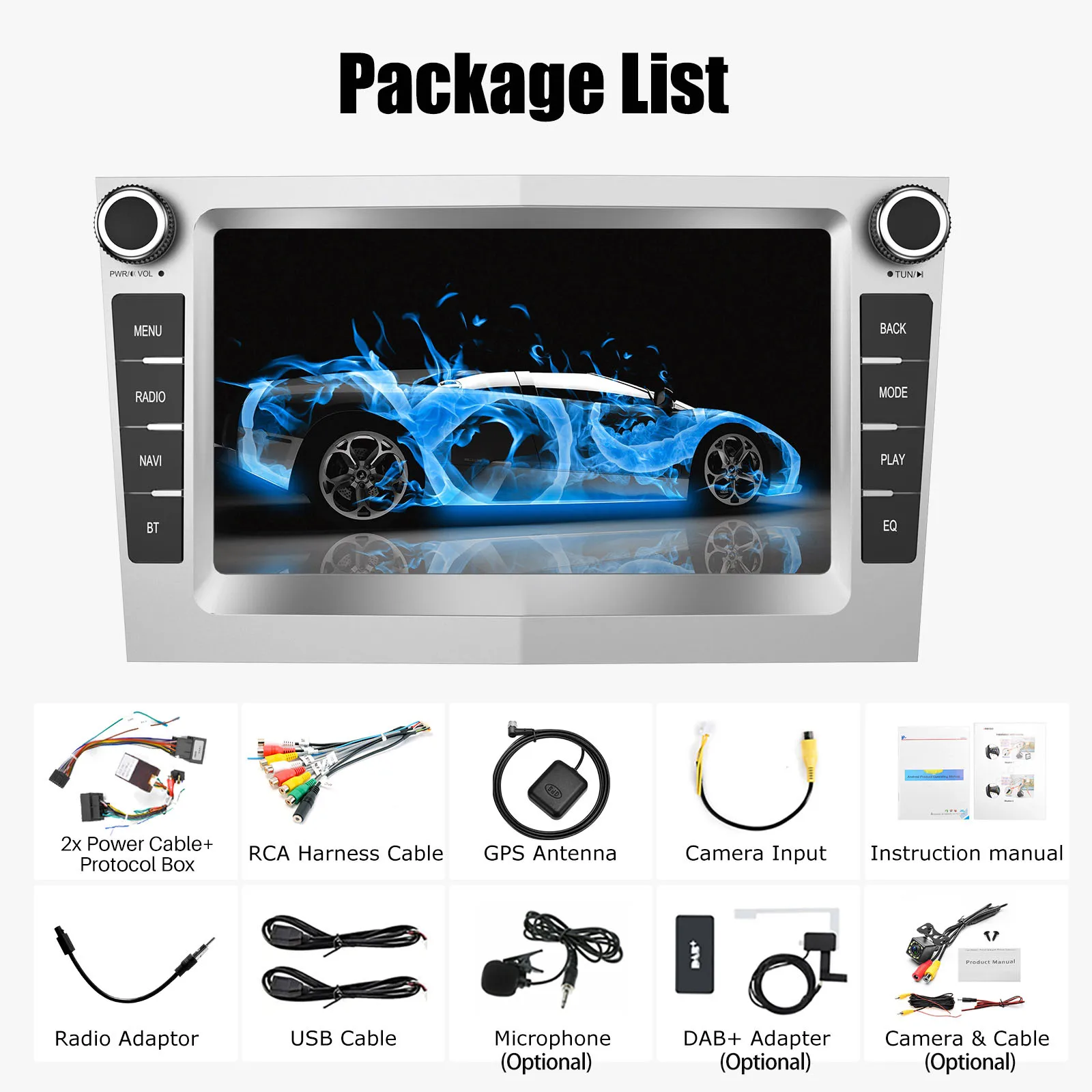 ESSGOO Car Stereo Radio 4+64G Wireless Carplay Android Auto For Vauxhall Astra Corsa C/D Vectra DAB+ Bluetooth Car Radio GPS FM