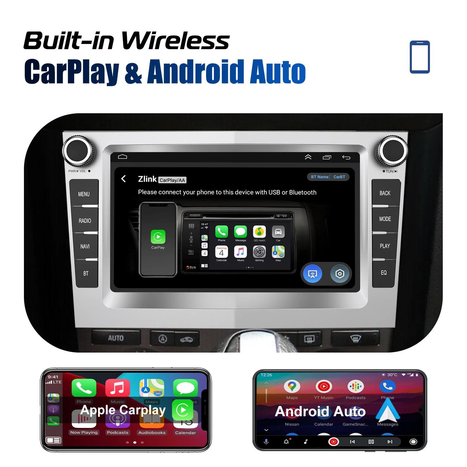 ESSGOO Car Stereo Radio 4+64G Wireless Carplay Android Auto For Vauxhall Astra Corsa C/D Vectra DAB+ Bluetooth Car Radio GPS FM