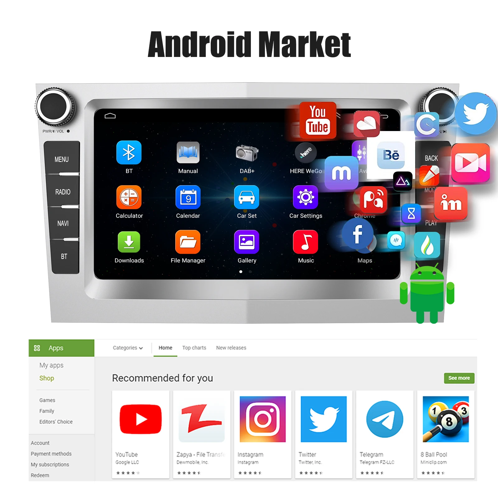 ESSGOO Car Stereo Radio 4+64G Wireless Carplay Android Auto For Vauxhall Astra Corsa C/D Vectra DAB+ Bluetooth Car Radio GPS FM
