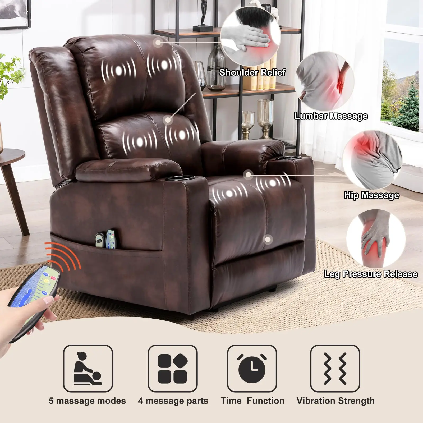 Comhoma Electric Power Lift Recliner Chair, Lift Chair Recliner Tv Chair Massage Chair with Reclining Function Chair for Elderly
