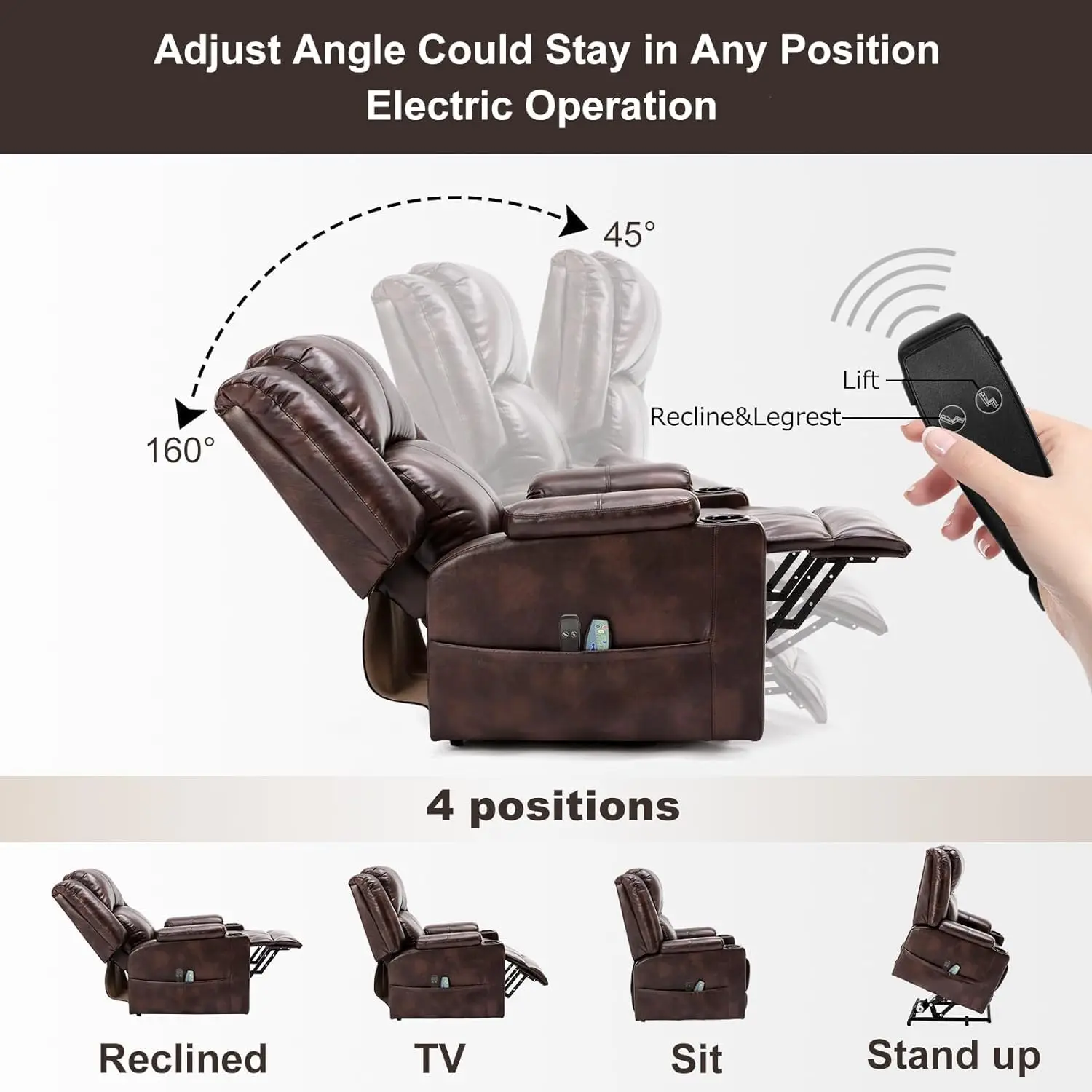 Comhoma Electric Power Lift Recliner Chair, Lift Chair Recliner Tv Chair Massage Chair with Reclining Function Chair for Elderly