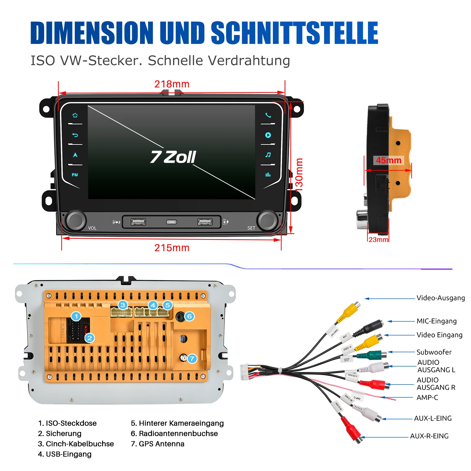 ESSGOO 7" Android 14 Car Radio 4+64G Carplay Android Auto For VW Golf 5 6 Plus Touran Caddy Jetta Passat Polo GPS Navi AI Voice