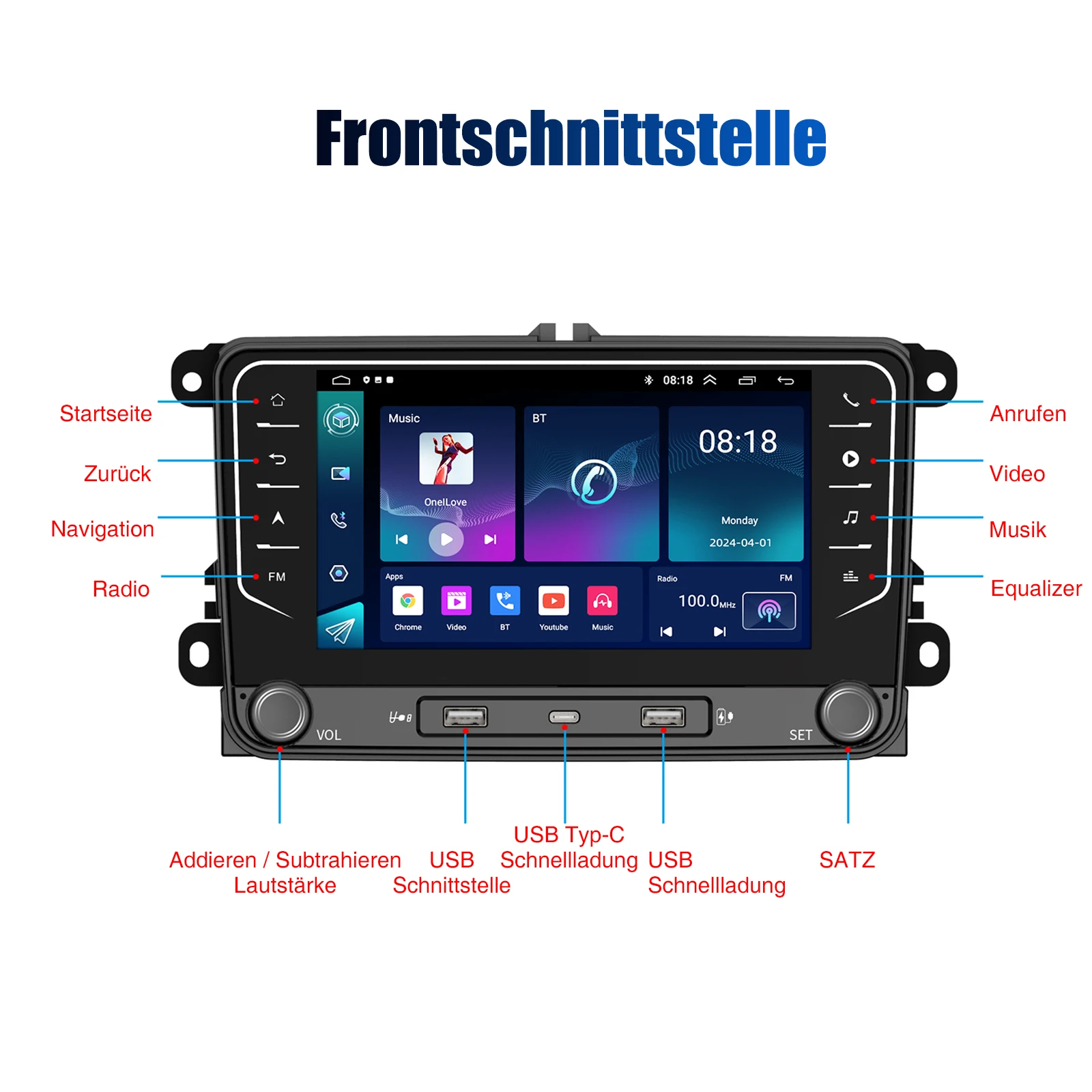 ESSGOO 7" Android 14 Car Radio 4+64G Carplay Android Auto For VW Golf 5 6 Plus Touran Caddy Jetta Passat Polo GPS Navi AI Voice