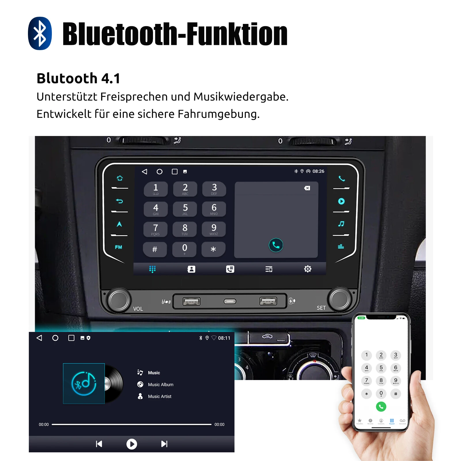 ESSGOO 7" Android 14 Car Radio 4+64G Carplay Android Auto For VW Golf 5 6 Plus Touran Caddy Jetta Passat Polo GPS Navi AI Voice
