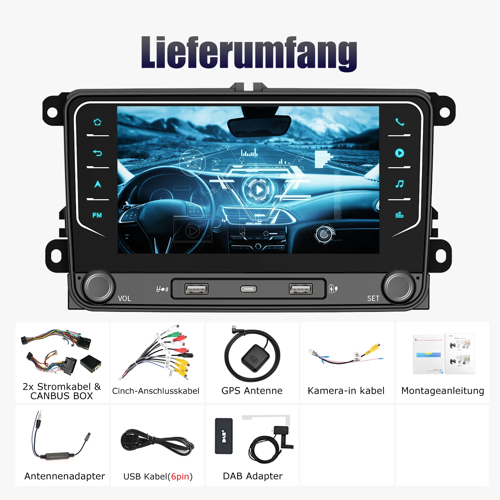 ESSGOO 7" Android 14 Car Radio 4+64G Carplay Android Auto For VW Golf 5 6 Plus Touran Caddy Jetta Passat Polo GPS Navi AI Voice