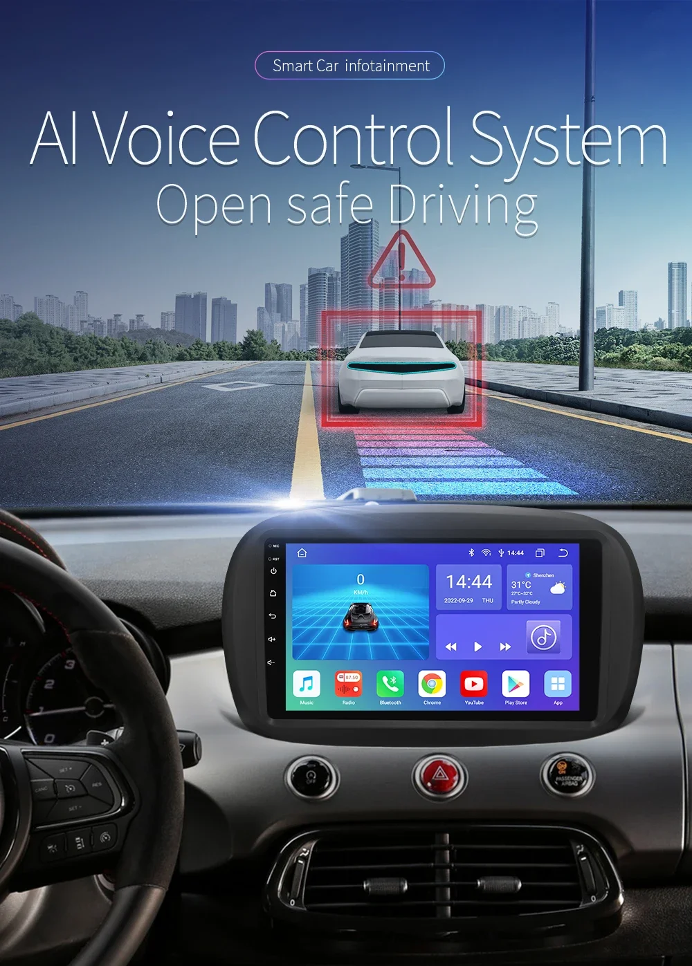 9" CarPlay Hizpo 2Din Android Auto Car Radio for Fiat 500X 2014 - 2020 Multimedia UI7862 Navigation GPS RDS DSP SWC 4G Bluetooth