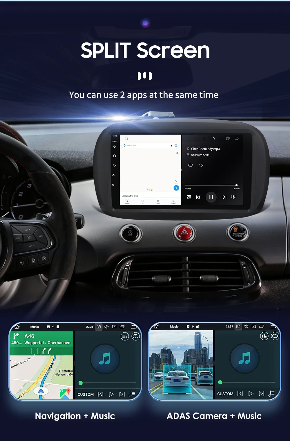 9" CarPlay Hizpo 2Din Android Auto Car Radio for Fiat 500X 2014 - 2020 Multimedia UI7862 Navigation GPS RDS DSP SWC 4G Bluetooth