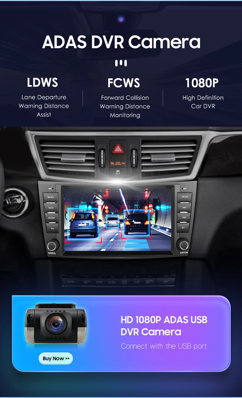 Hizpo 8" Car Radio Audio For Mercedes Benz E-Class W211 W463 W219 W209 Carplay Stereo 2 Din Android 13 Multimedia Player 8+128G