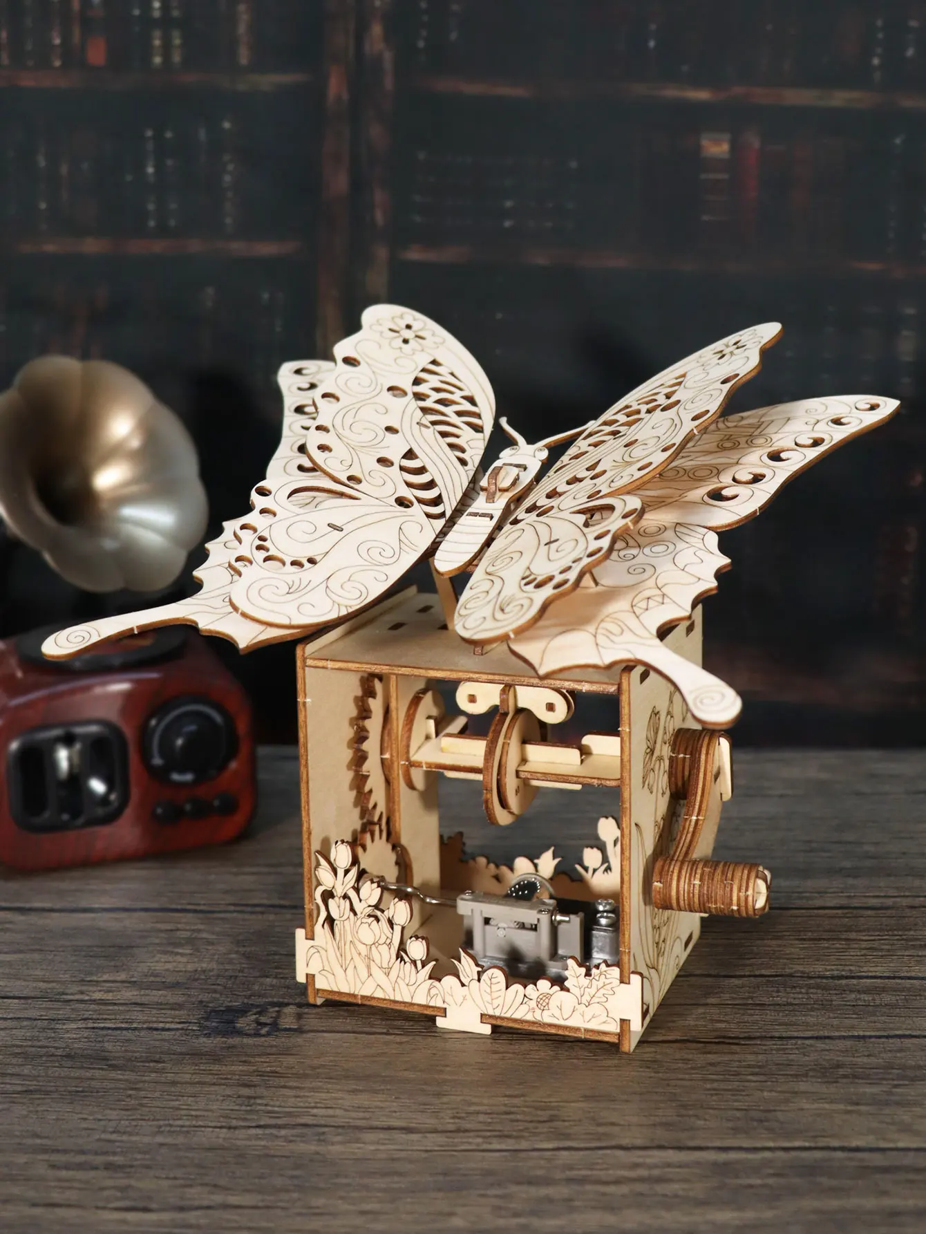 3d Wooden Puzzle Hand Butterfly Music Box You Are My Sunshine Handmade Assembly Model Kit Holidays Brthdays Christmas Gifts