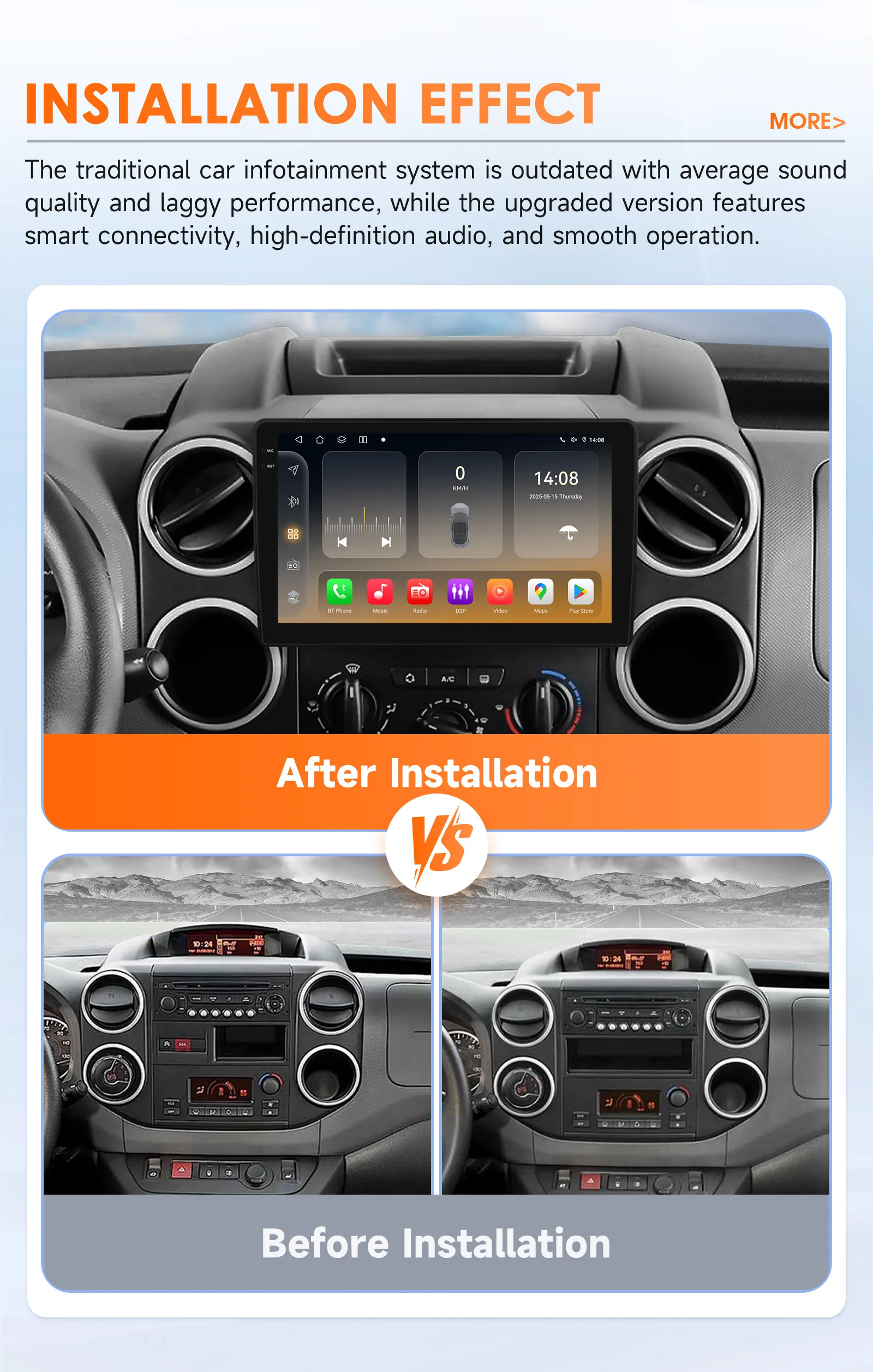9" Hizpo 2Din Android Auto Car Radio for Citroen Berlingo B9 Peugeot Partner 2008 - 2019 Snapdragon 6115 BT 4G RDS DSP GPS Navi