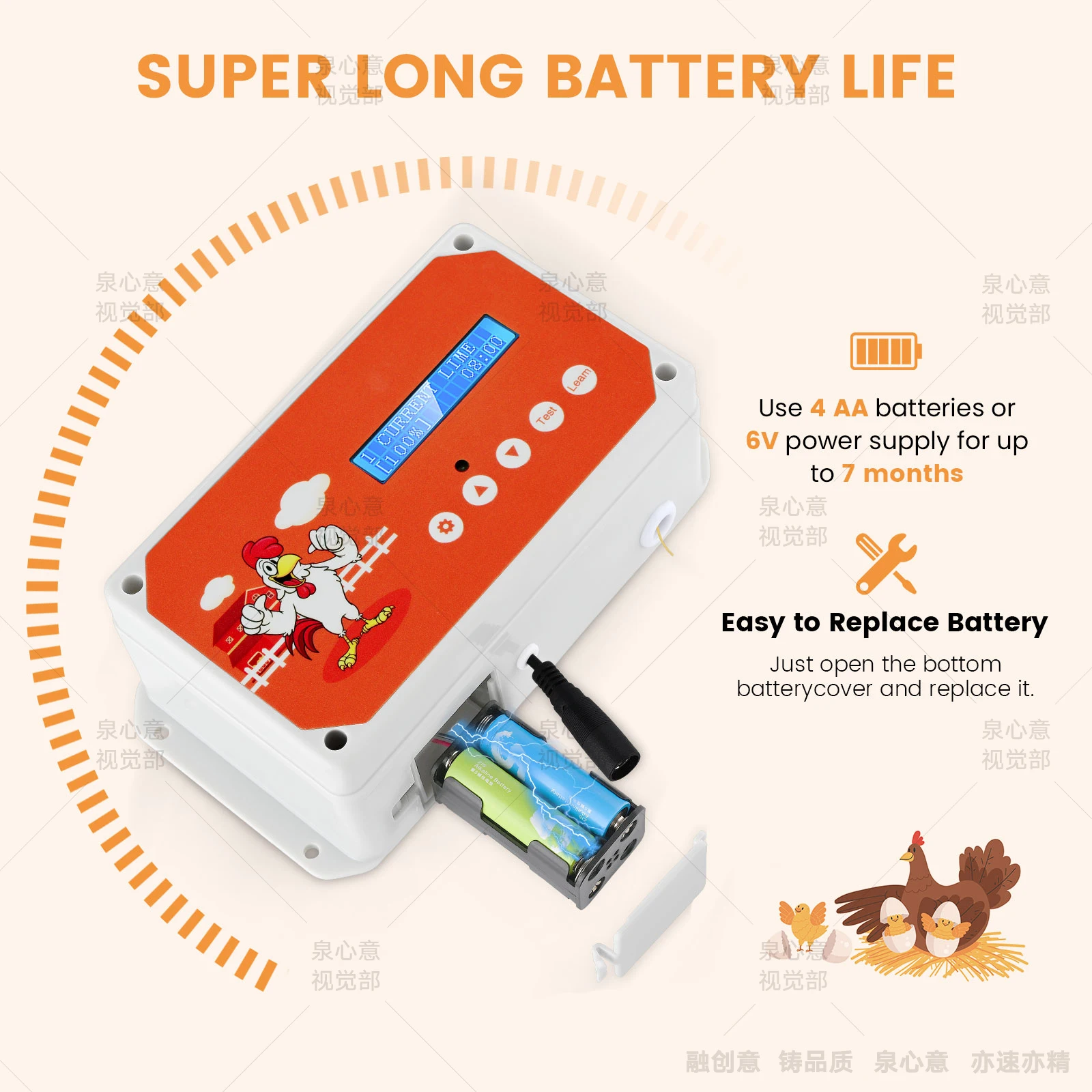 Automatic Chicken Coop Door, Chicken Coop Door Opener Light Sensor Timer, Network or Battery Operated or Solar Powered Max 4kg