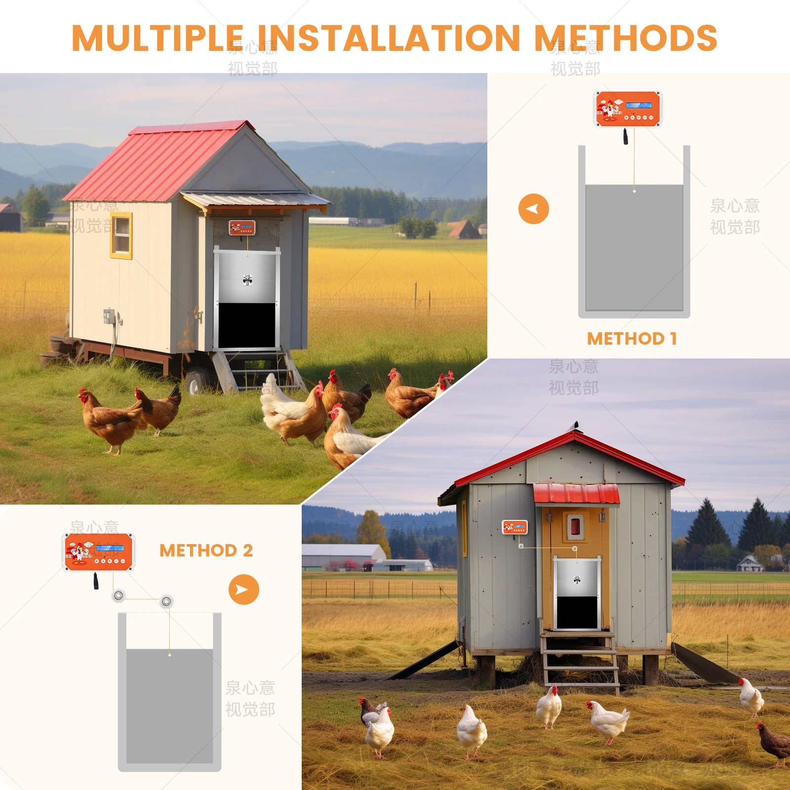 Automatic Chicken Coop Door, Chicken Coop Door Opener Light Sensor Timer, Network or Battery Operated or Solar Powered Max 4kg