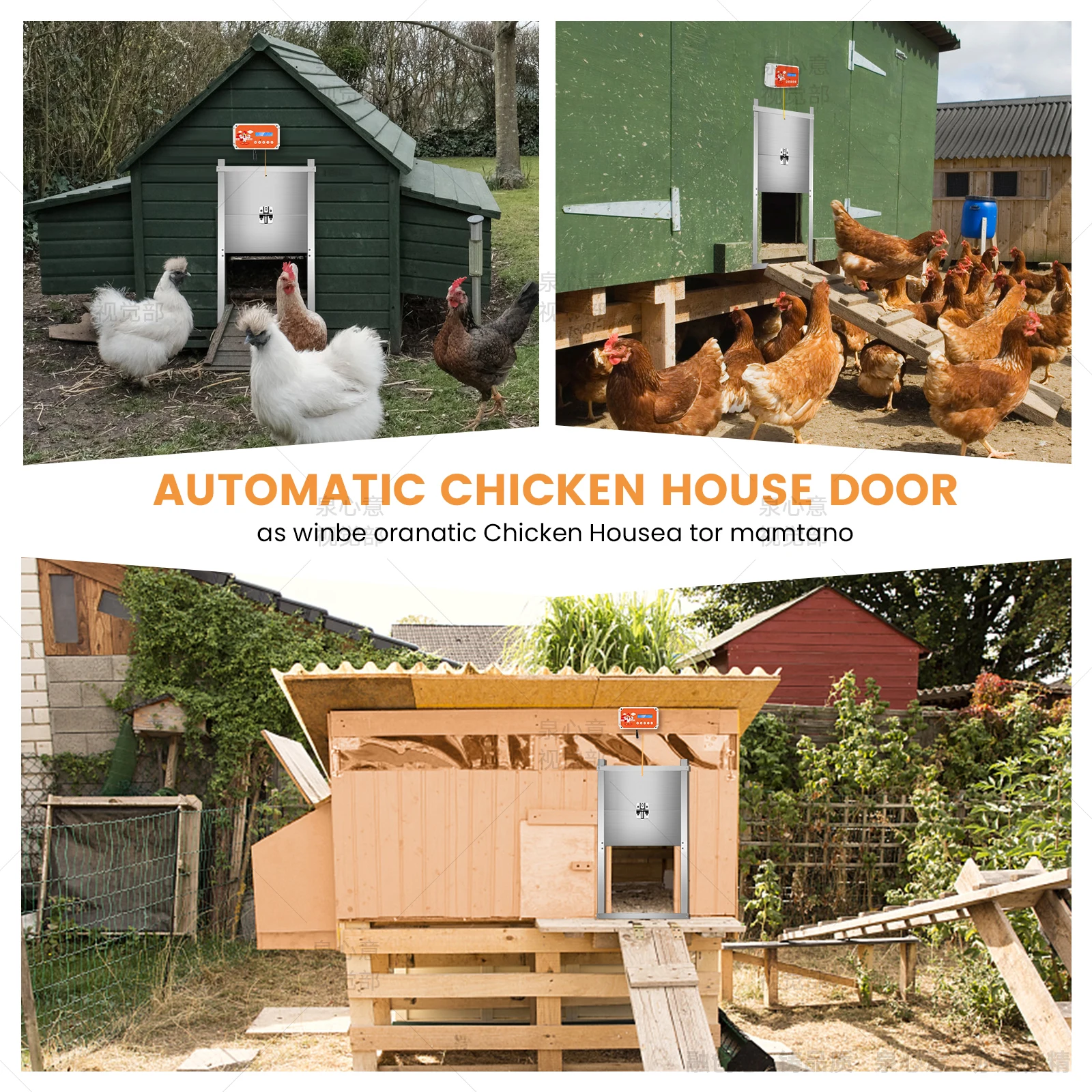 Automatic Chicken Coop Door, Chicken Coop Door Opener Light Sensor Timer, Network or Battery Operated or Solar Powered Max 4kg