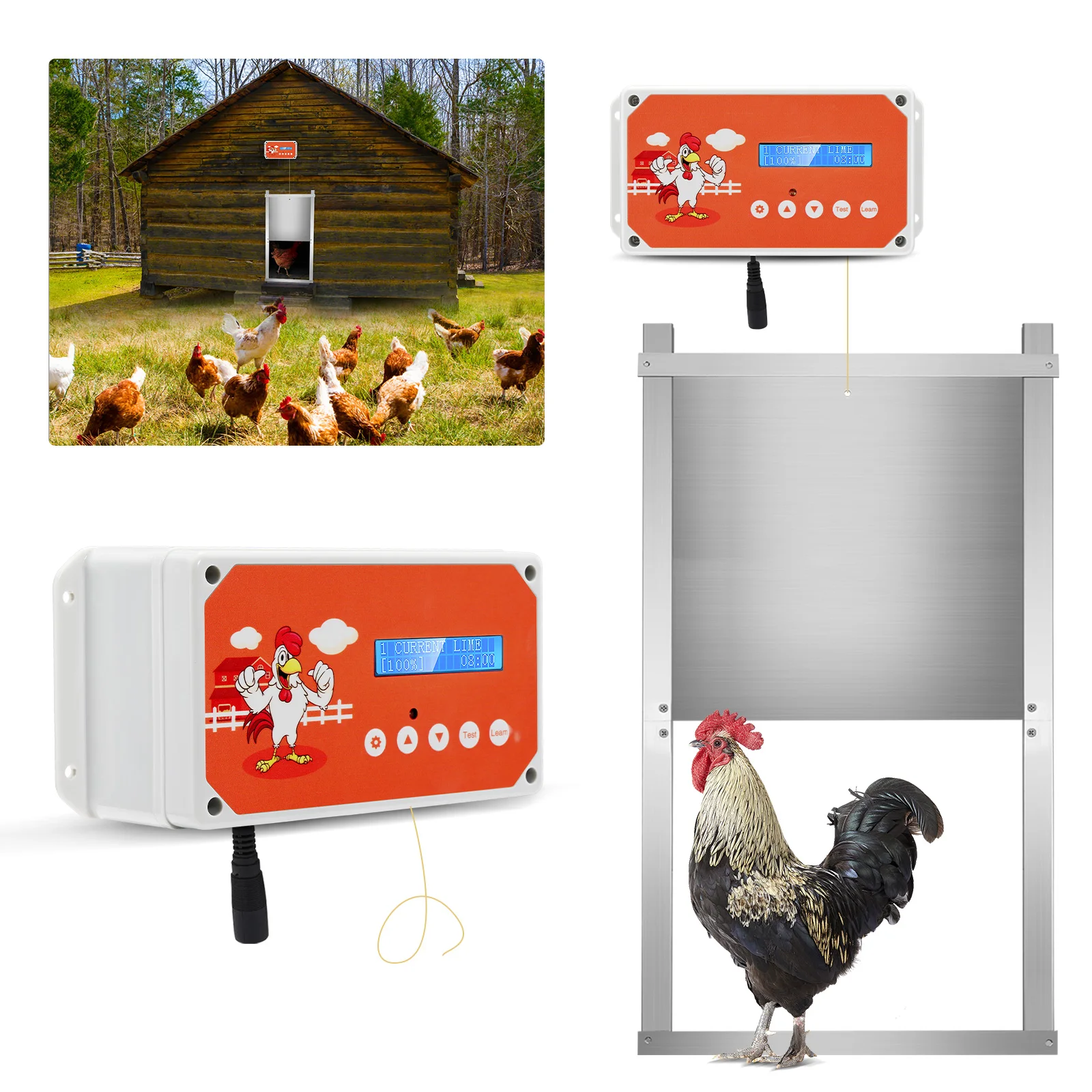 Automatic Chicken Coop Door, Chicken Coop Door Opener Light Sensor Timer, Network or Battery Operated or Solar Powered Max 4kg