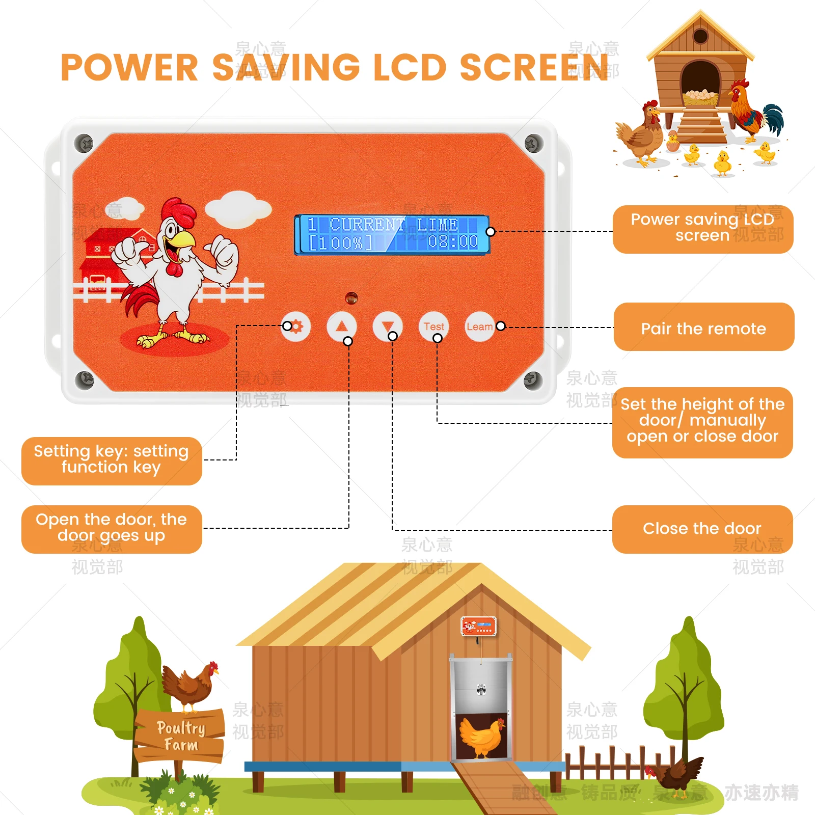 Automatic Chicken Coop Door, Chicken Coop Door Opener Light Sensor Timer, Network or Battery Operated or Solar Powered Max 4kg