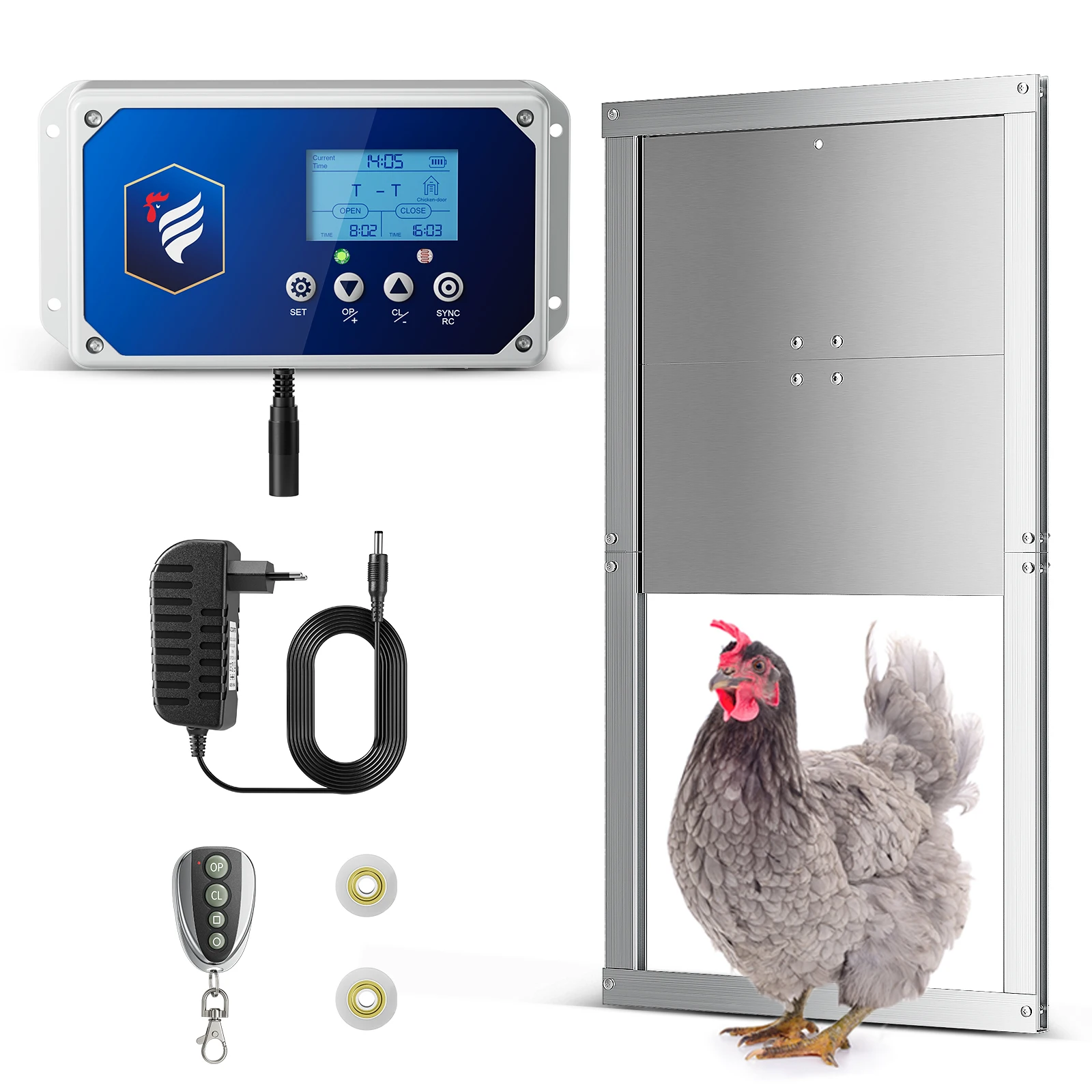 Automatic Chicken Coop Door, Chicken Coop Door Opener Light Sensor Timer, Network or Battery Operated or Solar Powered Max 4kg
