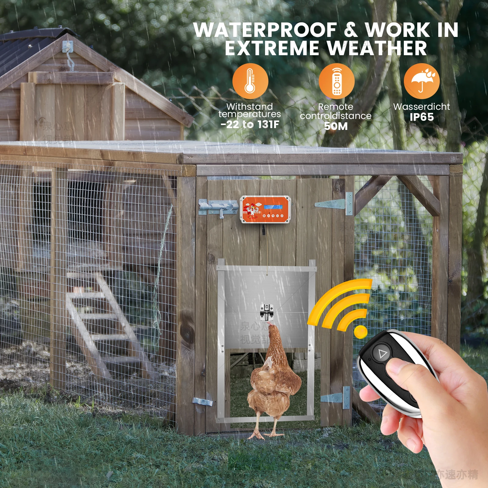 Automatic Chicken Coop Door, Chicken Coop Door Opener Light Sensor Timer, Network or Battery Operated or Solar Powered Max 4kg