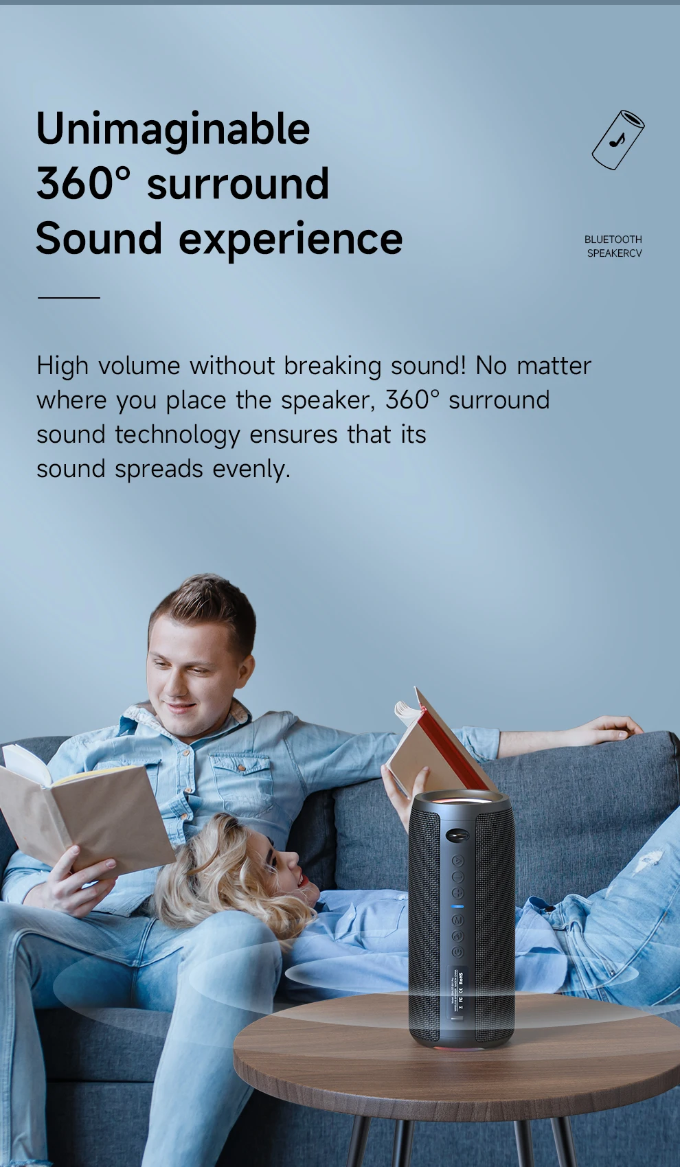 ZEALOT-S51Pro Bluetooth Speaker Outdoor IPX6 Waterproof 40W BT5.2 Loudspeaker Stereo Surround Speaker with Cool Pulsing EQ Light