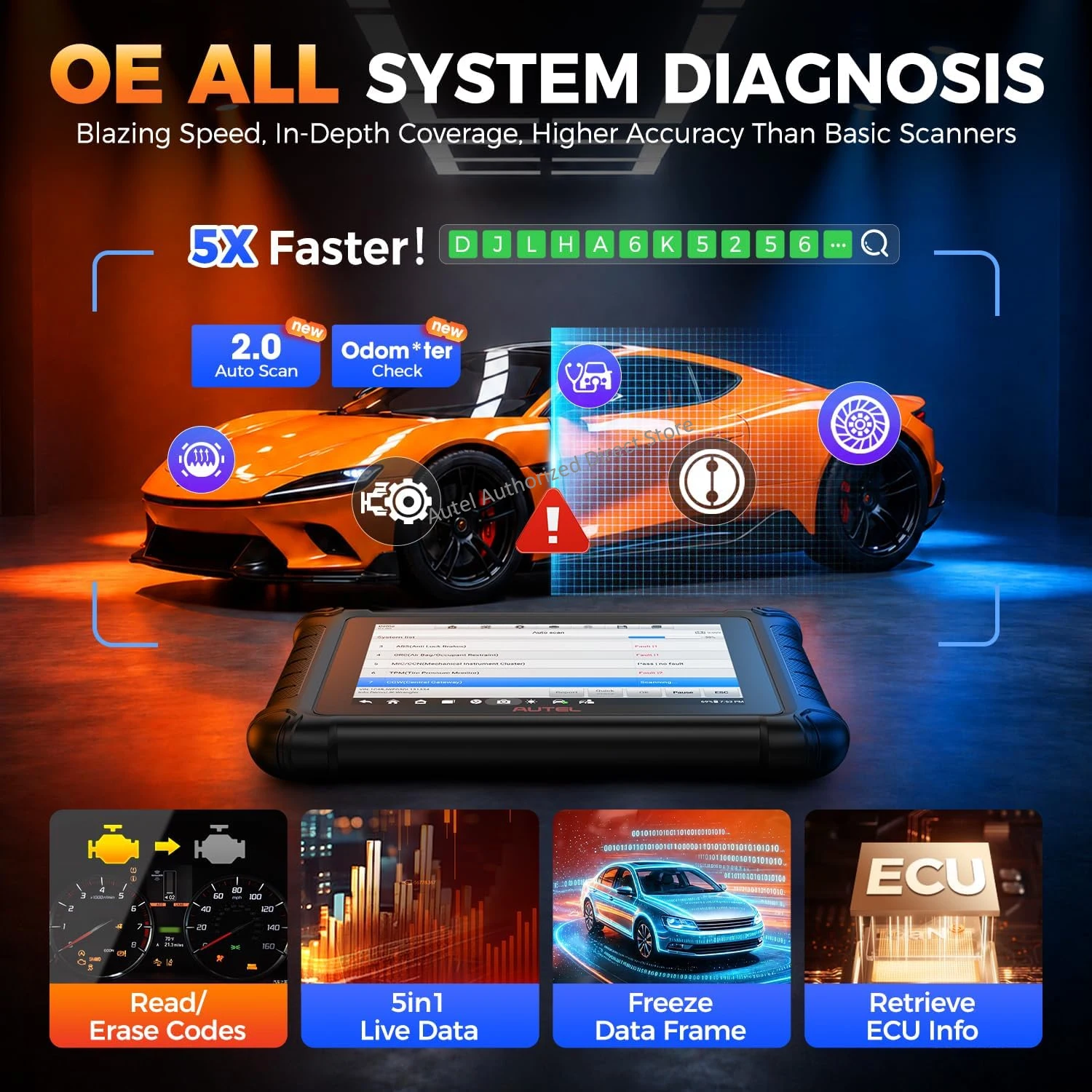 Autel MaxiCheck MX900 Car Diagnostic Tools Automotive Scanner, Pre&Post Scan, DoIP CAN FD, WIFI Print Upgraded of MK808S MX808S