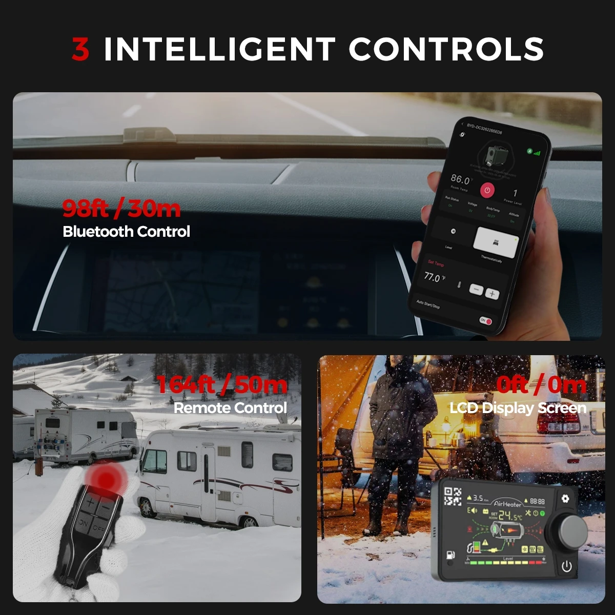8KW Parking Heater Diesel Air Heater 12V/24V With Bluetooth APP,LCD and Remote Control Auto Night Heater For Home Truck Trailer