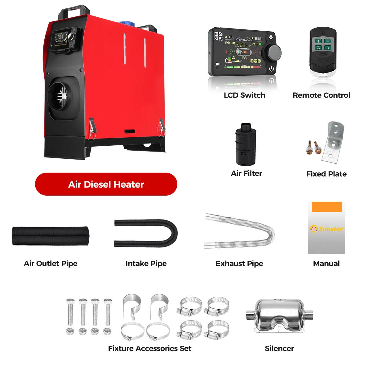 8KW Parking Heater Diesel Air Heater 12V/24V With Bluetooth APP,LCD and Remote Control Auto Night Heater For Home Truck Trailer
