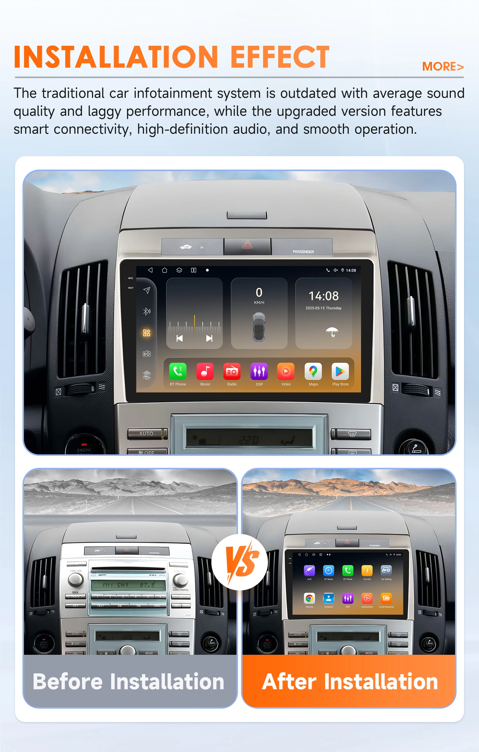 Hizpo Android 14 Car Radio For Toyota Corolla Verso AR10 2004 - 2009 Multimedia Video Auto Carplay Player GPS 360 Camera DSP GPS
