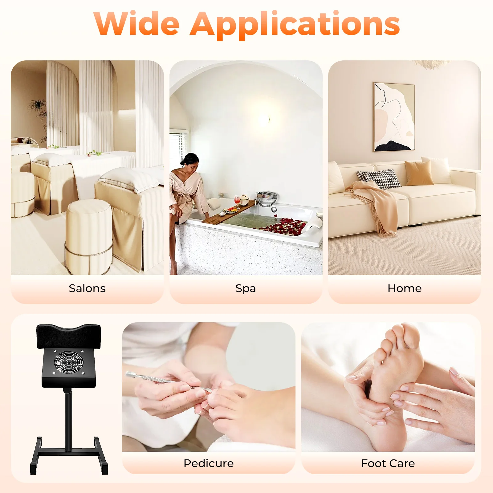 Professional Pedicure Stool Chair Beauty Salon Lift Stool Footrest Nail Bench Adjustable Manicure Chair W/Cleaning Fan