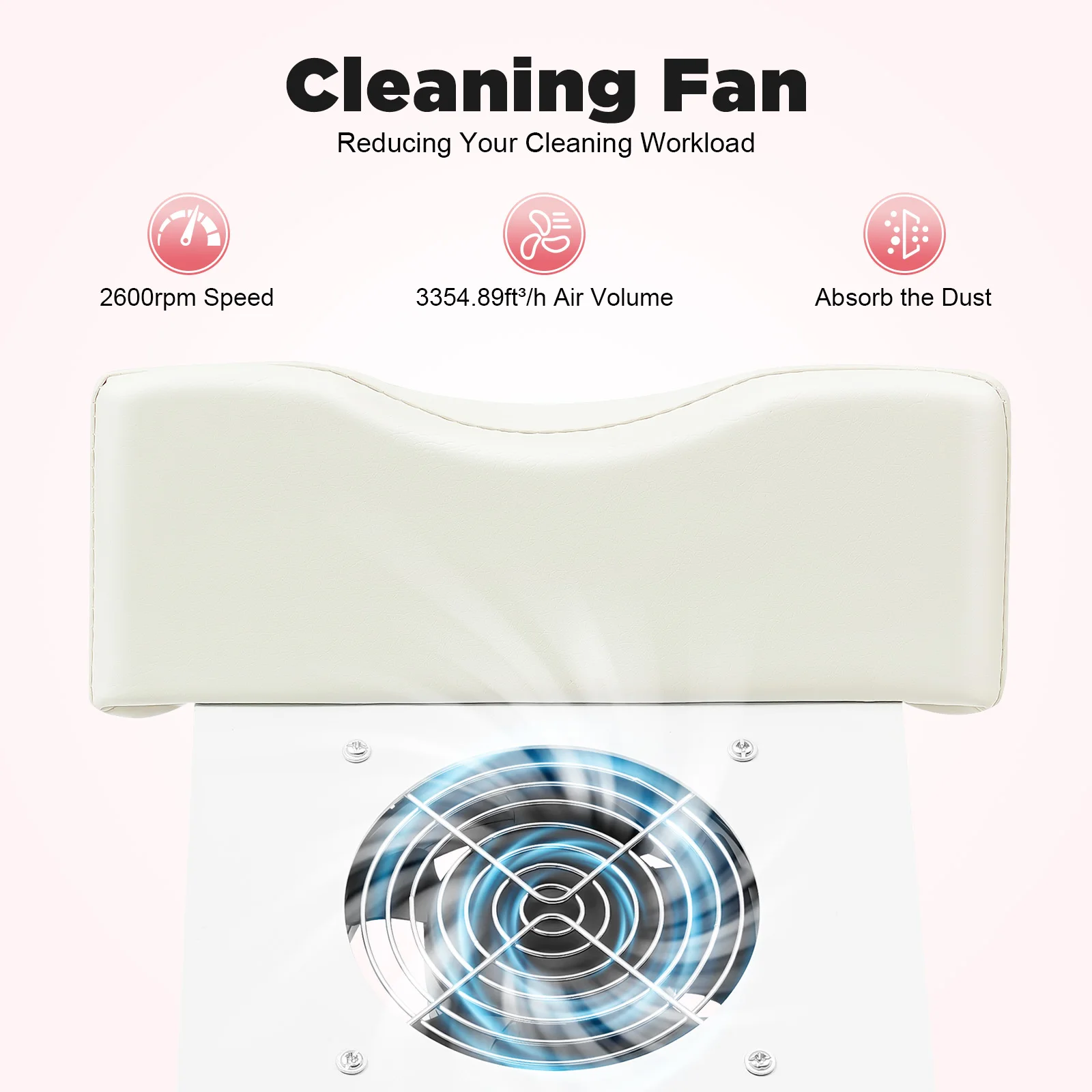 Professional Pedicure Stool Chair Beauty Salon Lift Stool Footrest Nail Bench Adjustable Manicure Chair W/Cleaning Fan