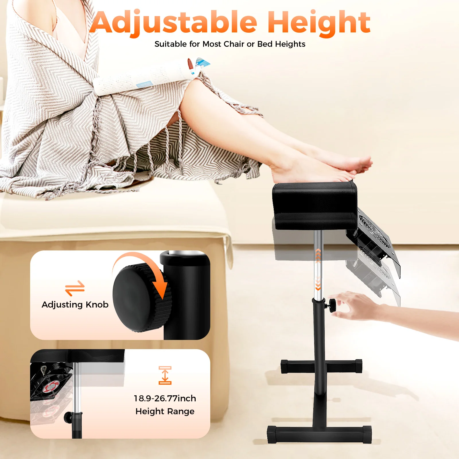 Professional Pedicure Stool Chair Beauty Salon Lift Stool Footrest Nail Bench Adjustable Manicure Chair W/Cleaning Fan