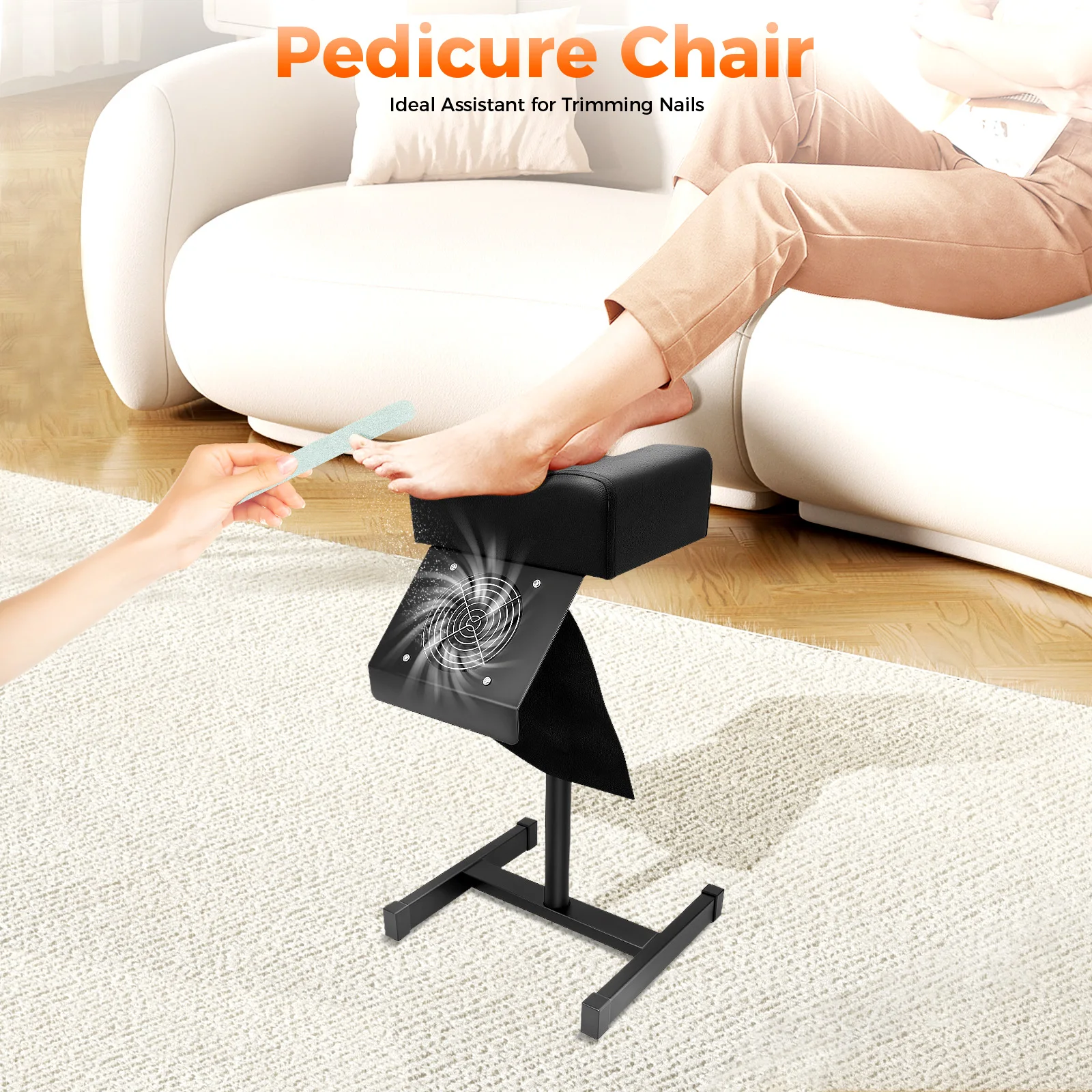 Professional Pedicure Stool Chair Beauty Salon Lift Stool Footrest Nail Bench Adjustable Manicure Chair W/Cleaning Fan