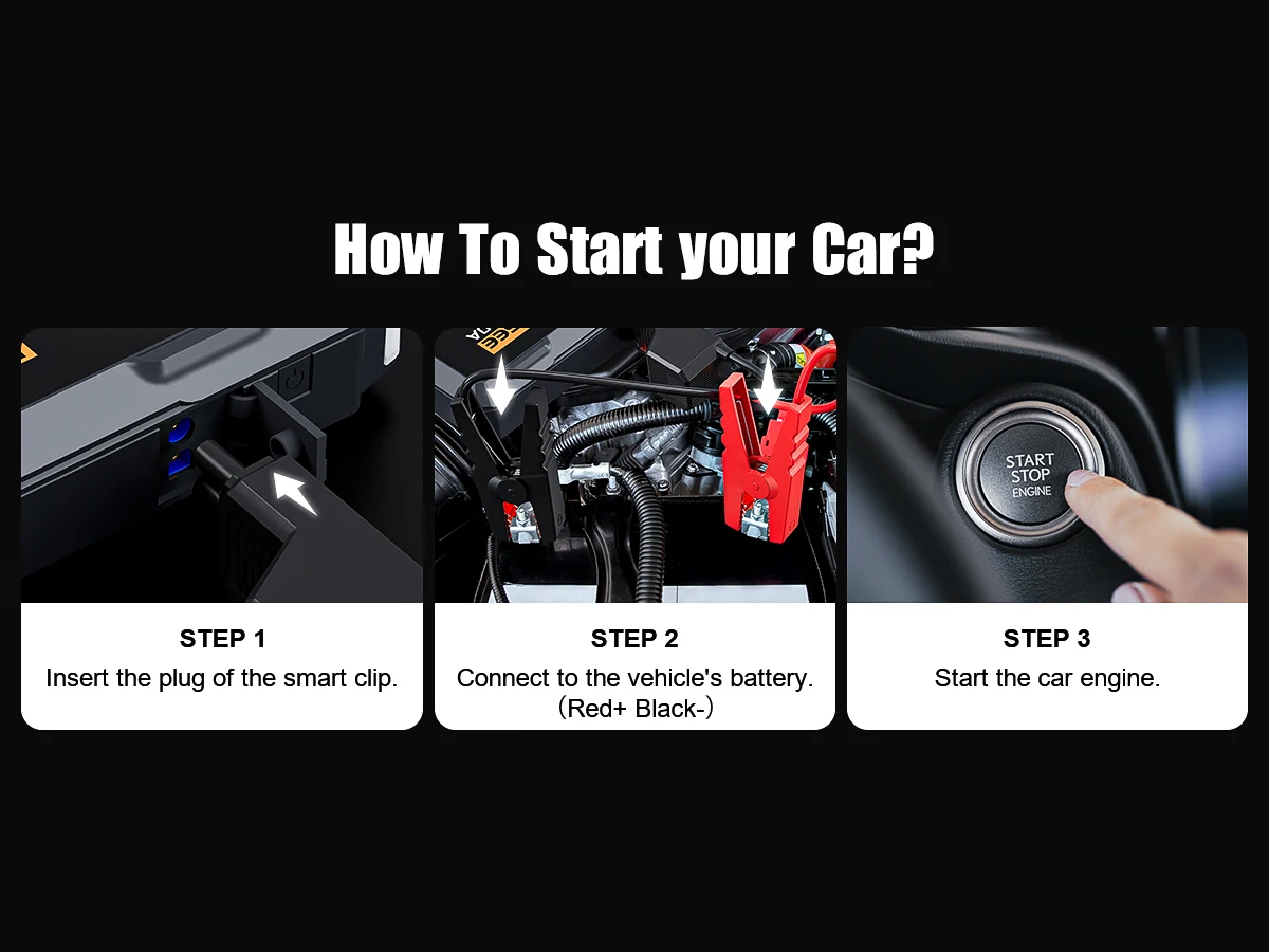 POVASEE Car Jump Starter Power Bank 5000A Jump Starter up to All Gas or 10L Diesel with LCD Display USB Outputs for 12V Vehicles