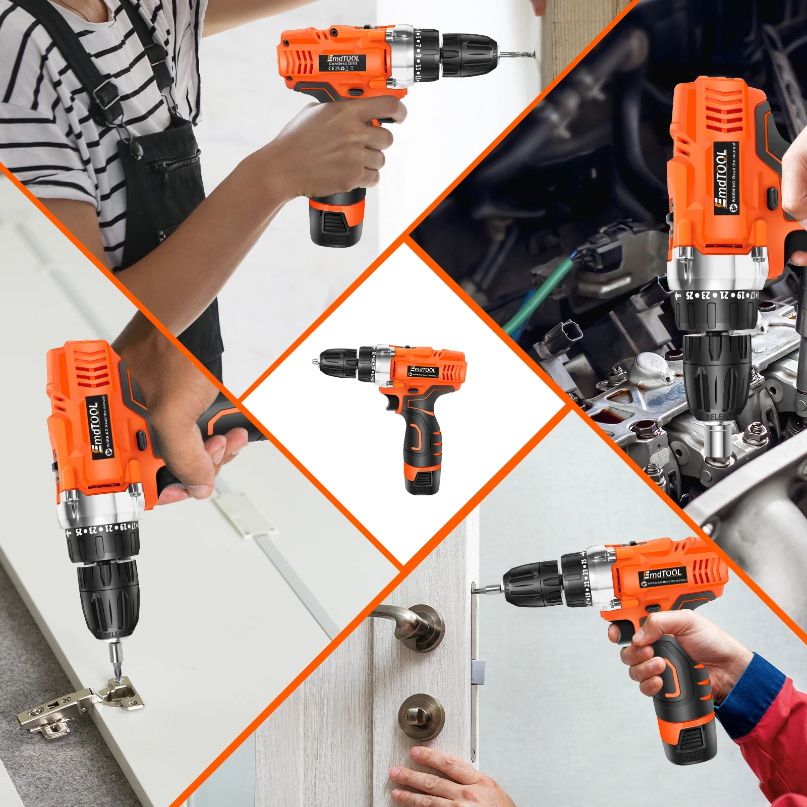45Nm Cordless Drill Screwdriver with 2 Batteries, Electric Screwdriver, Impact Driver Drill, 2 Speed, Forward & Reverse Setting