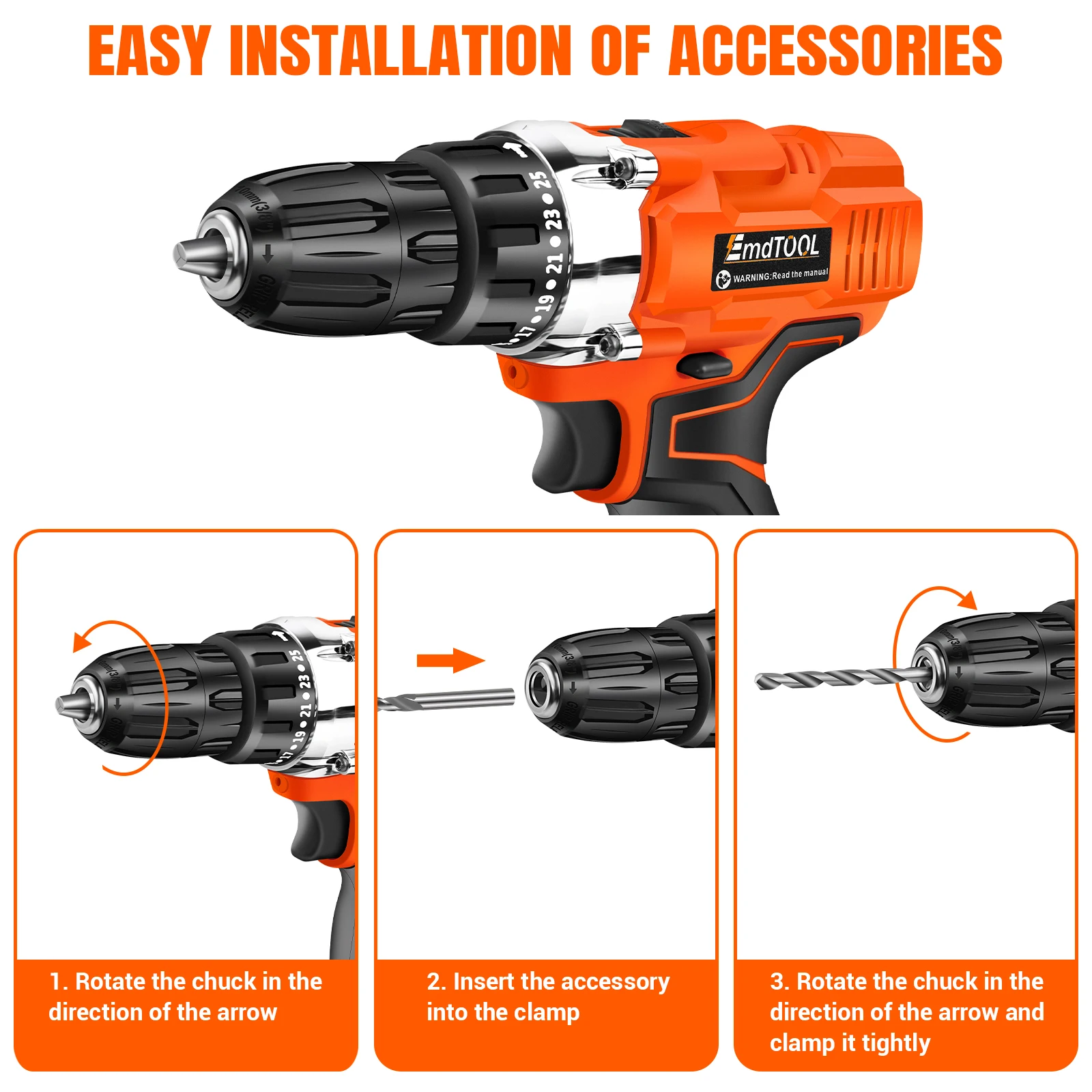 45Nm Cordless Drill Screwdriver with 2 Batteries, Electric Screwdriver, Impact Driver Drill, 2 Speed, Forward & Reverse Setting