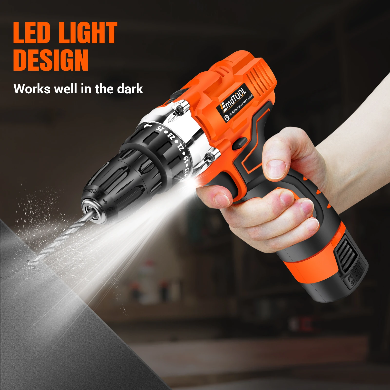 45Nm Cordless Drill Screwdriver with 2 Batteries, Electric Screwdriver, Impact Driver Drill, 2 Speed, Forward & Reverse Setting