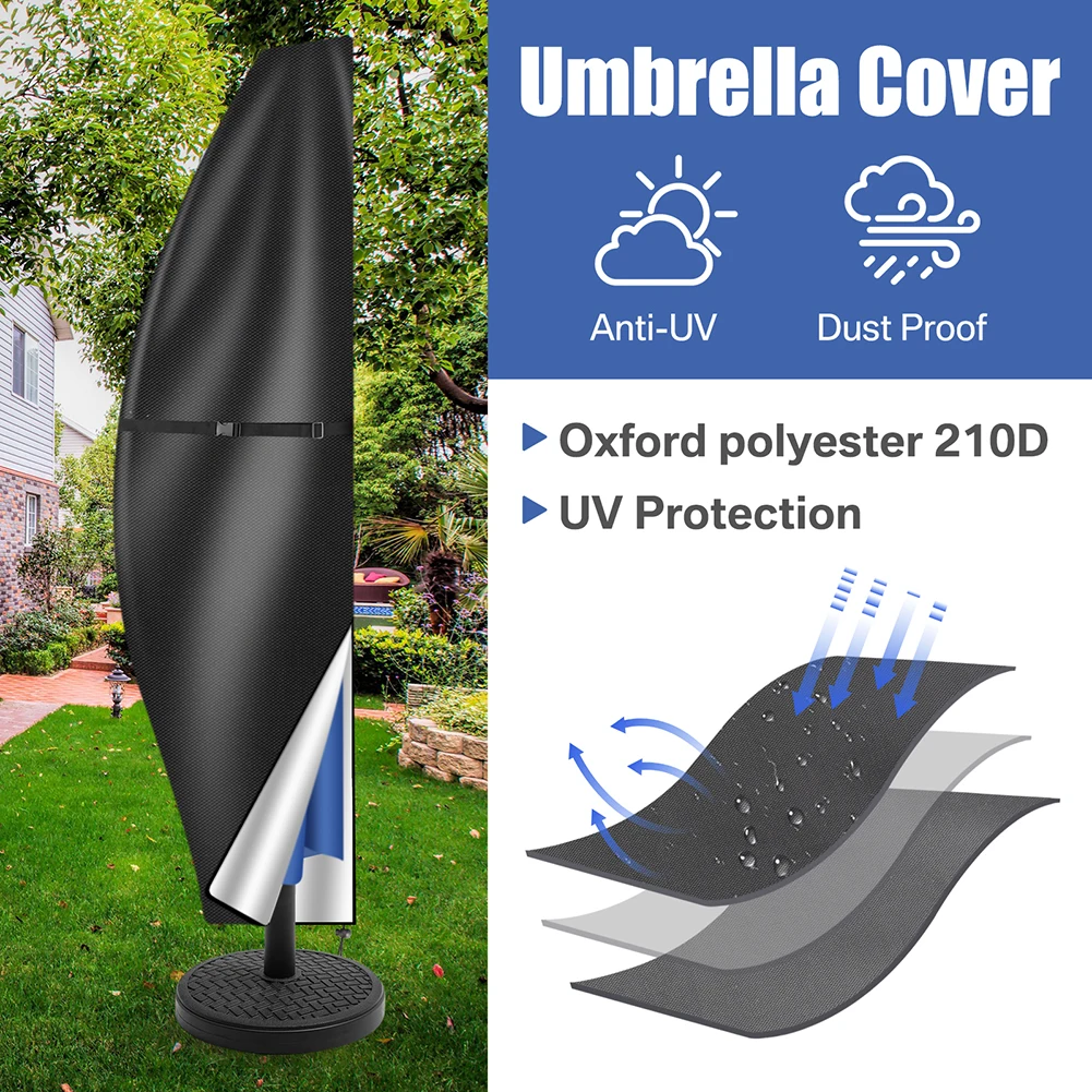 210D Umbrella Cover Patio Waterproof Market Parasol Covers with Zipper for 9-13ft Outdoor Cantilever Offset Umbrellas Rain Cloth