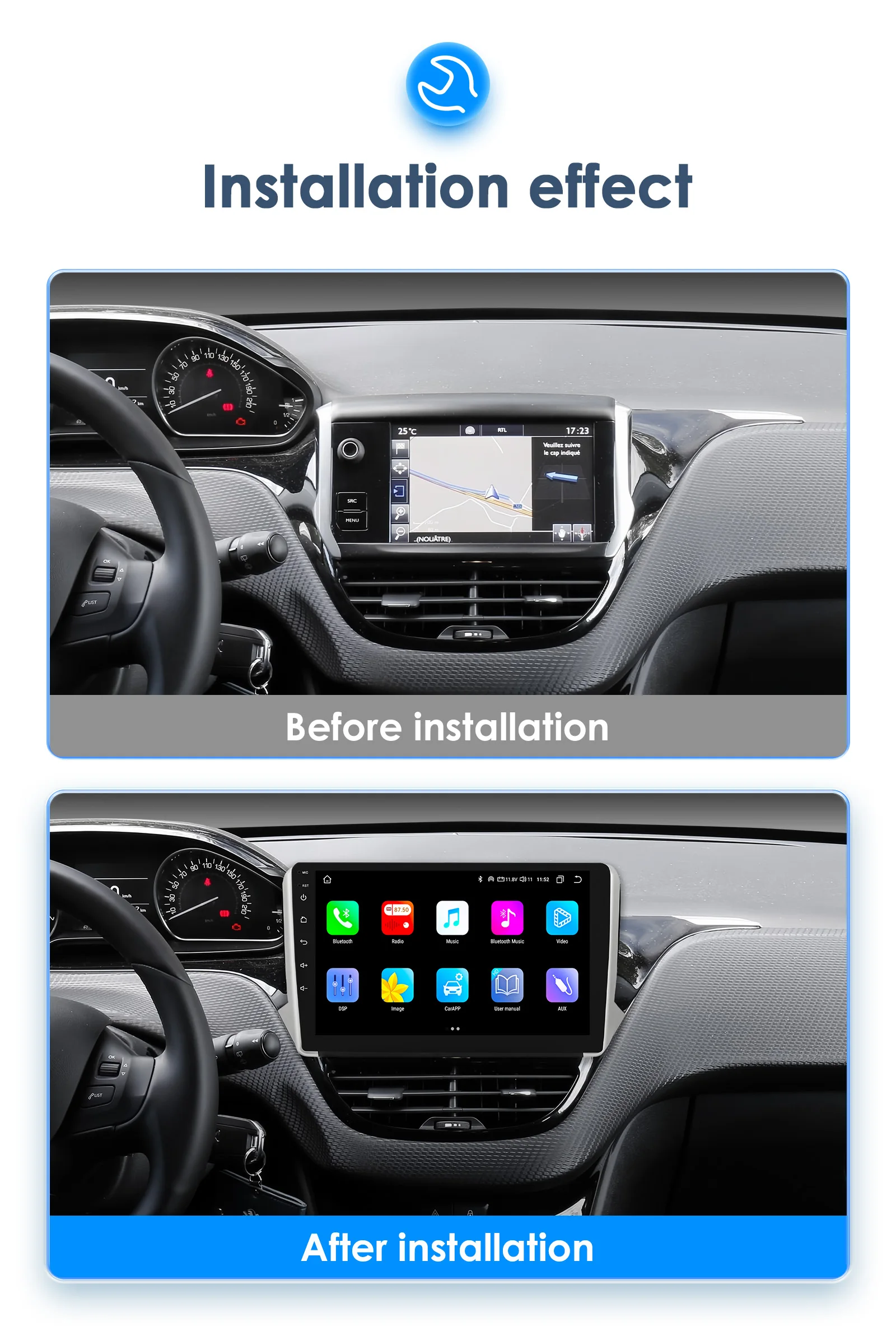 Androd 13 Car radio GPS Stereo For Peugeot 208 2008 2014-2018 multimedia video player 4G Autoradio Carplay 2din Head Unit Screen