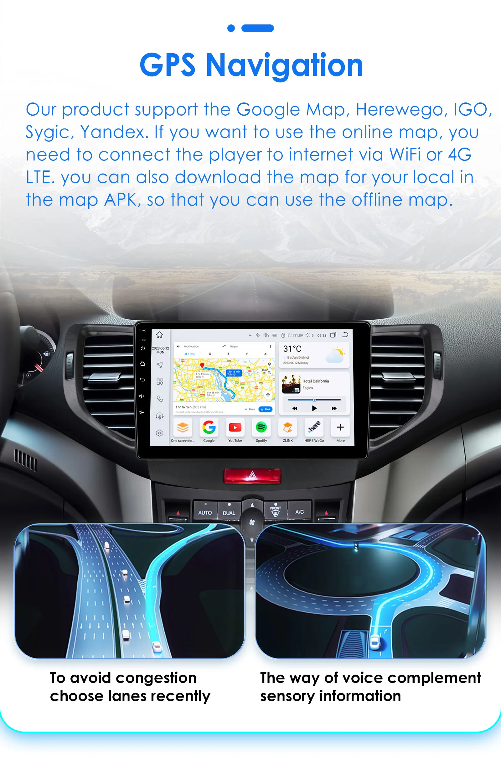 OSSURET 2Din Android13 Car Radio For Honda Accord 8 2008-2012 Car Multimedia GPS Carplay Intelligent Screen autoradio 360Camera