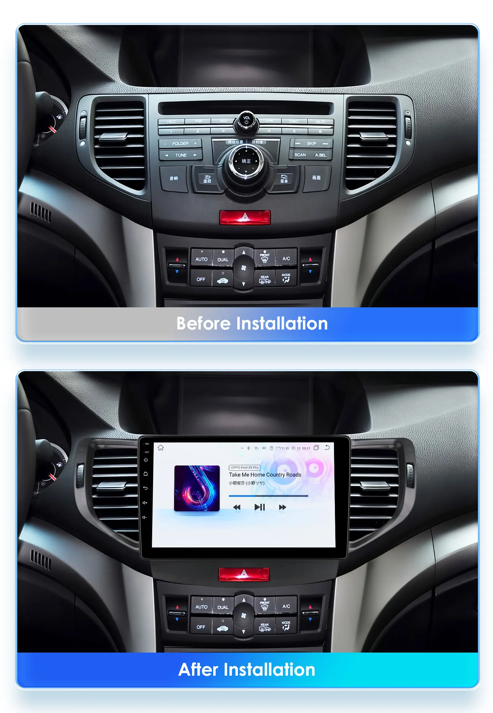 OSSURET 2Din Android13 Car Radio For Honda Accord 8 2008-2012 Car Multimedia GPS Carplay Intelligent Screen autoradio 360Camera