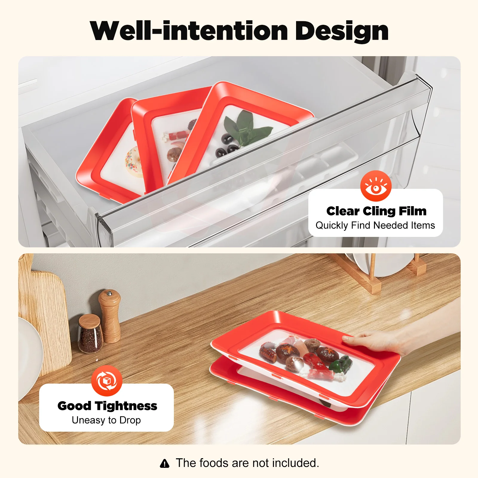 Vacuum Fresh-Keeping Tray Household Kitchen Food Preservation Tray Reusable Meat Dishes Refrigerator Storage Container 8/6/4Pcs